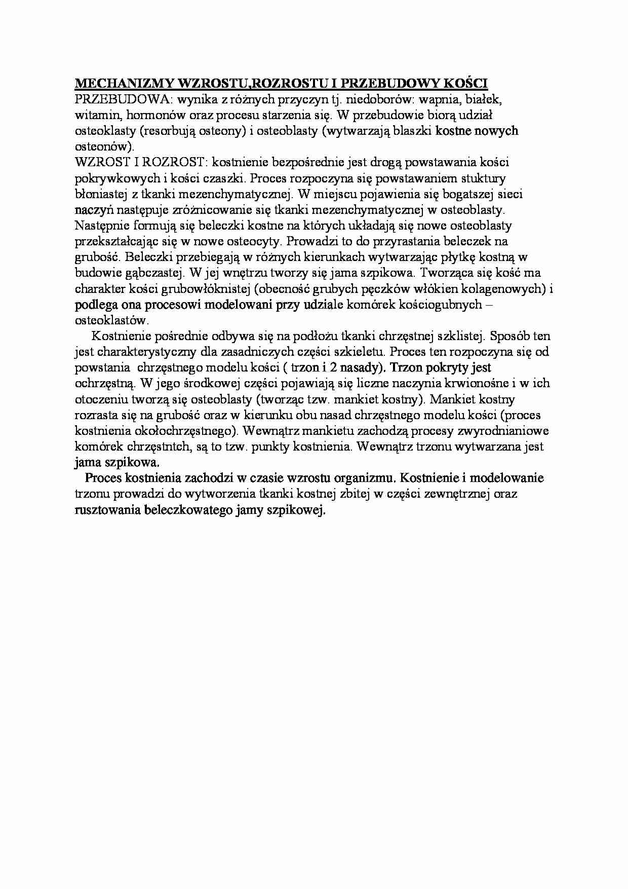 Mechanizmy wzrostu, rozrostu i przebudowy kości - strona 1