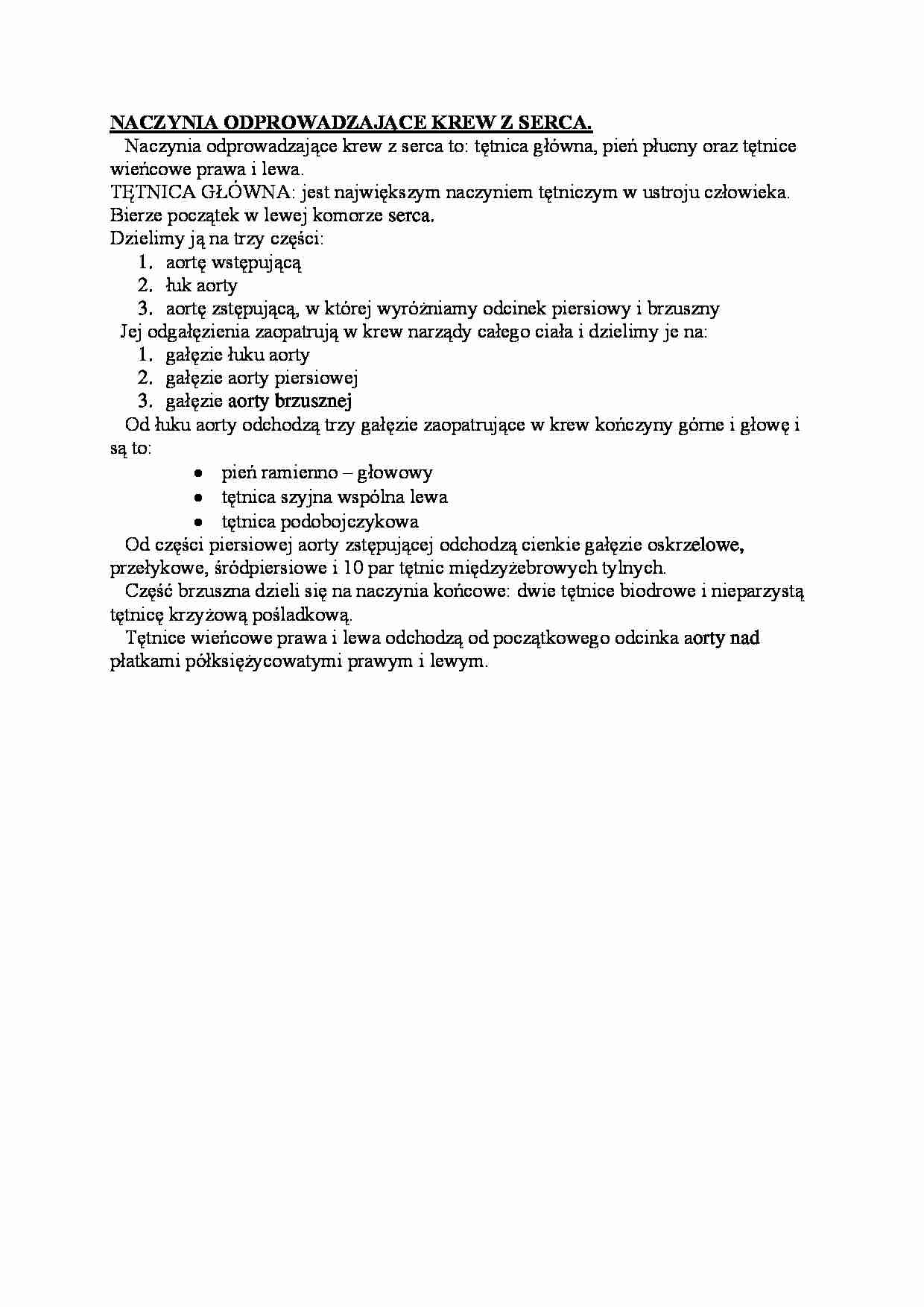 Naczynia odprowadzające krew z serca - strona 1