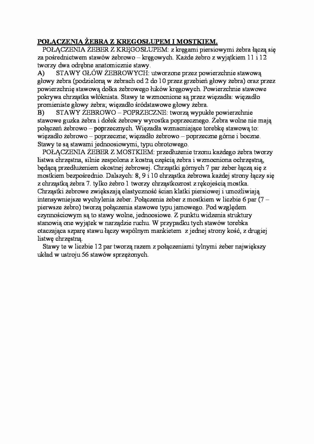 Połączenia żebra z kręgosłupem i mostkiem - strona 1