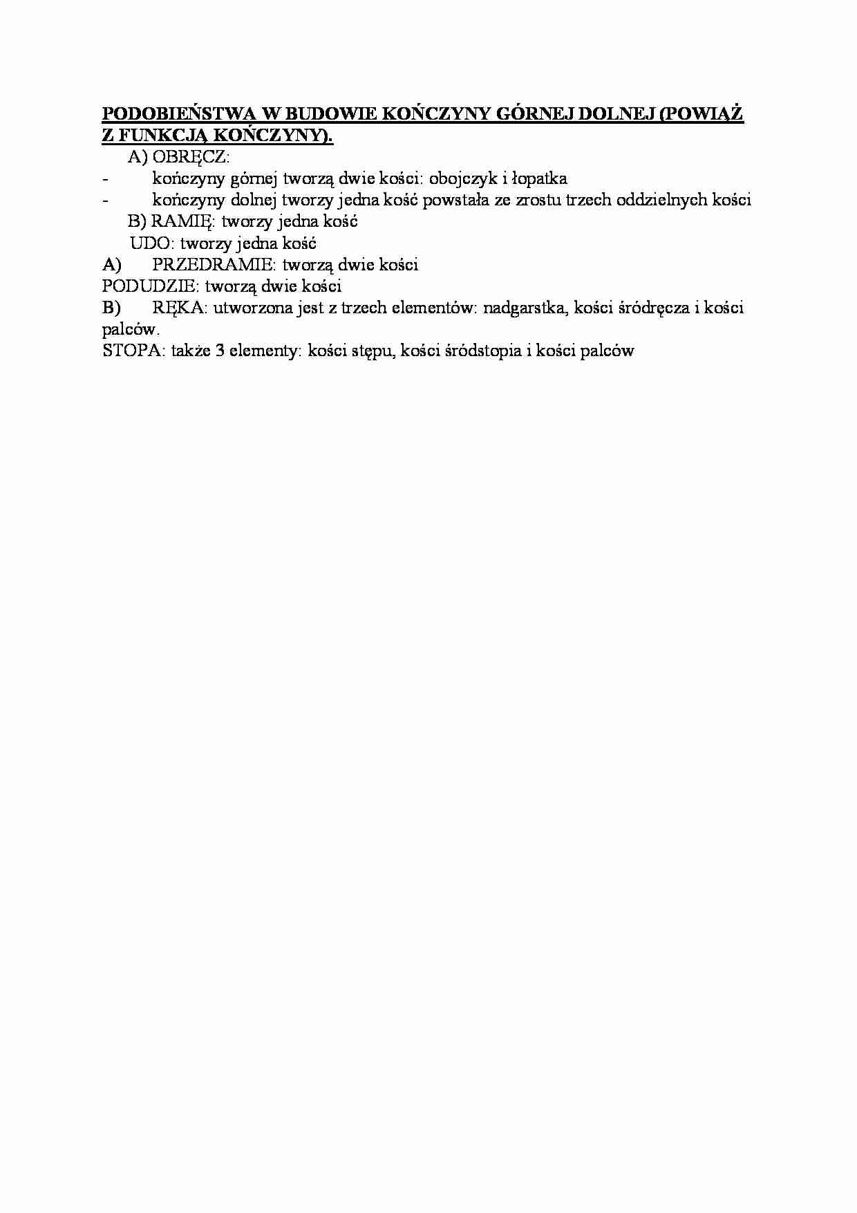 Podobieństwa w budowie kończyny górnej dolnej - strona 1