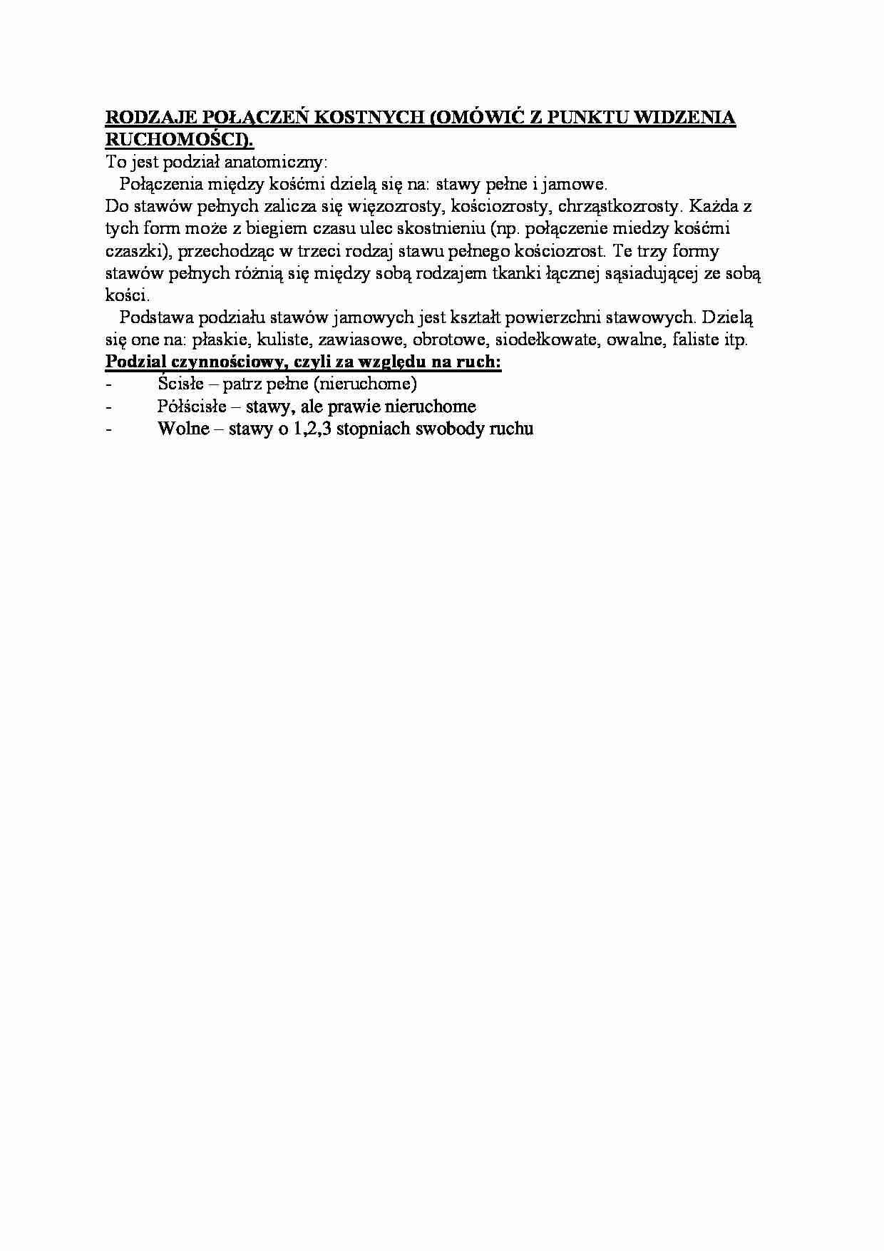 Rodzaje połączeń kostnych - strona 1