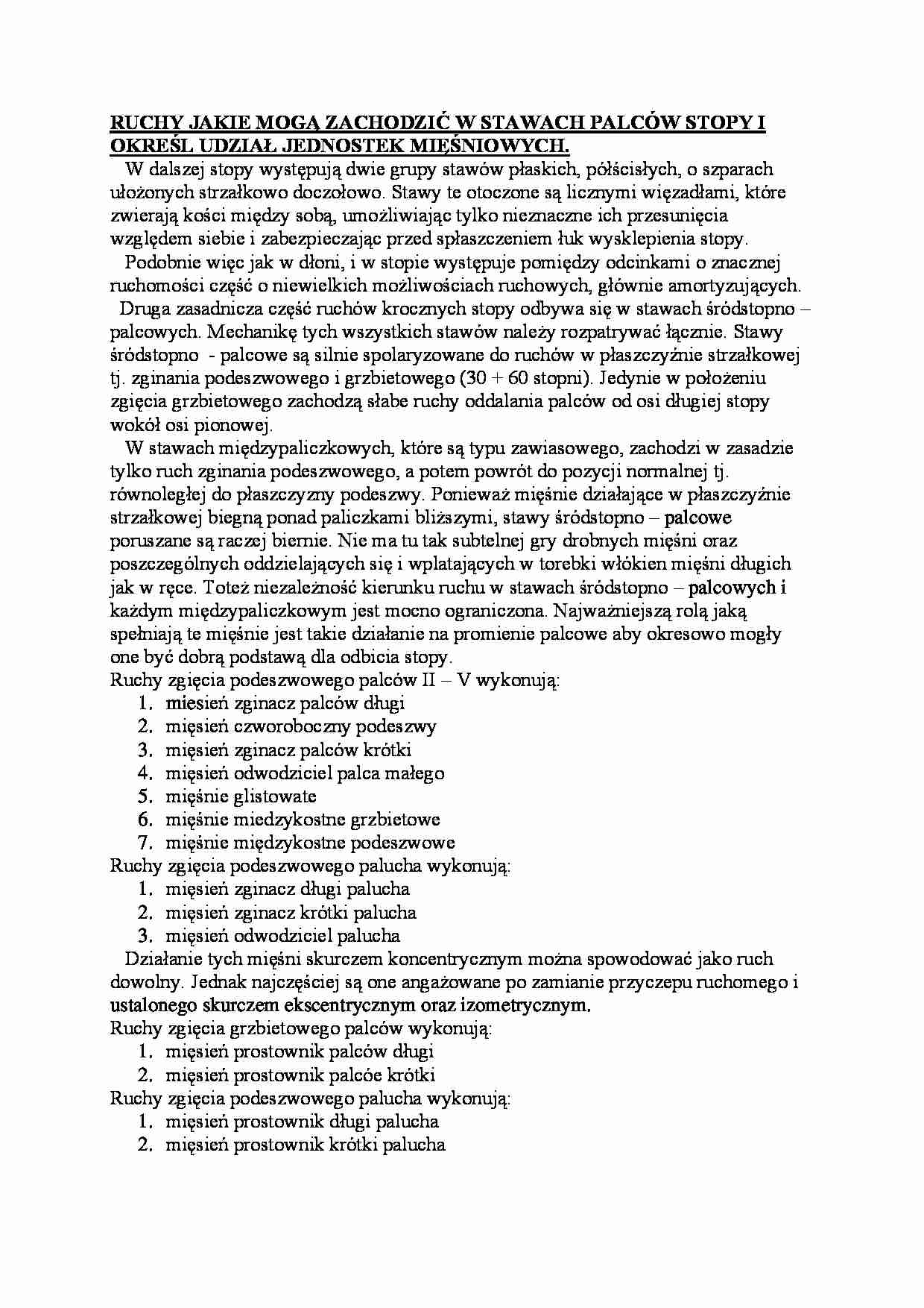 Ruchy w stawach palców stopy - strona 1