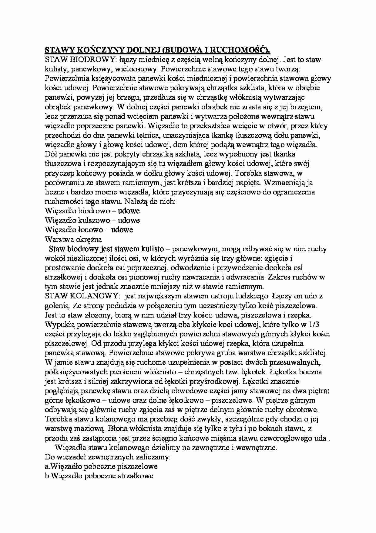 Stawy kończyny dolnej  - strona 1