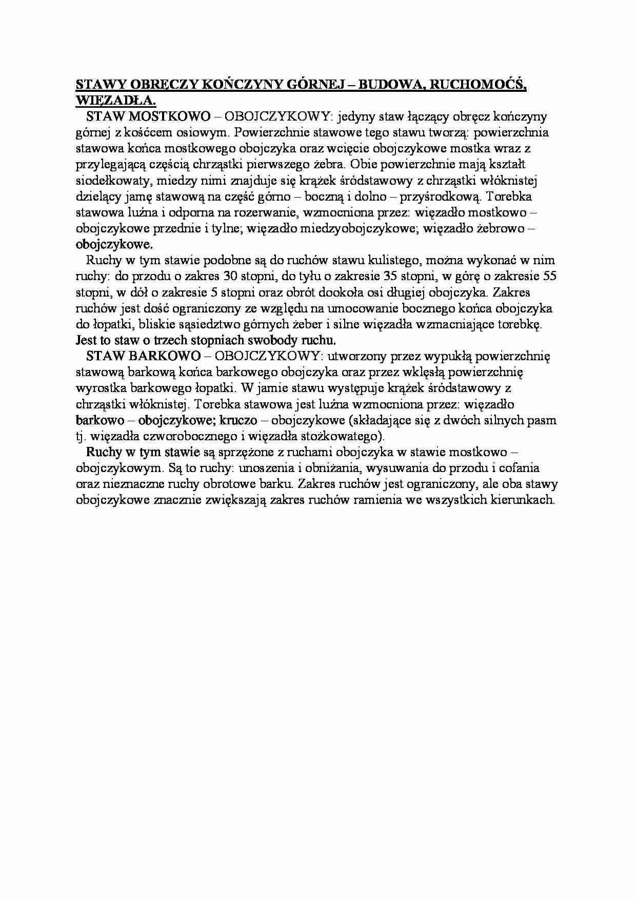 Stawy obręczy kończyny górnej - strona 1