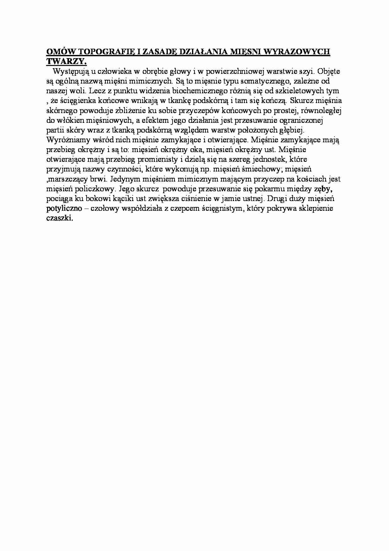 Zasady działania mięśni wyrazowych twarzy  - strona 1