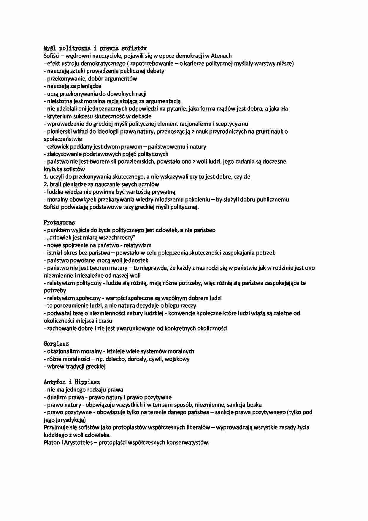 Myśl polityczna i prawna sofistów - strona 1