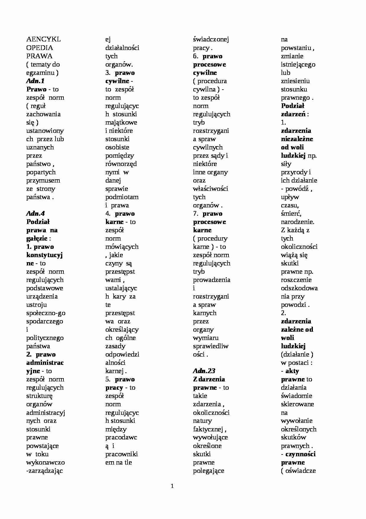 Encyklopedia prawa - ściąga - strona 1