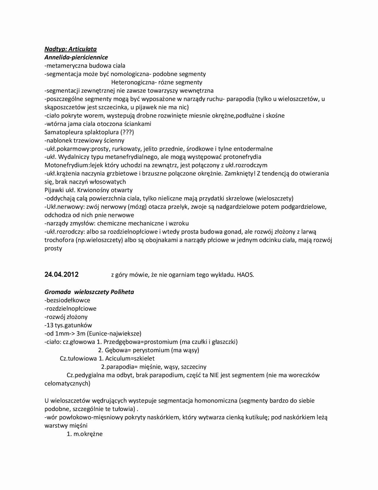 Zoologia systematyczna-Articulata - strona 1