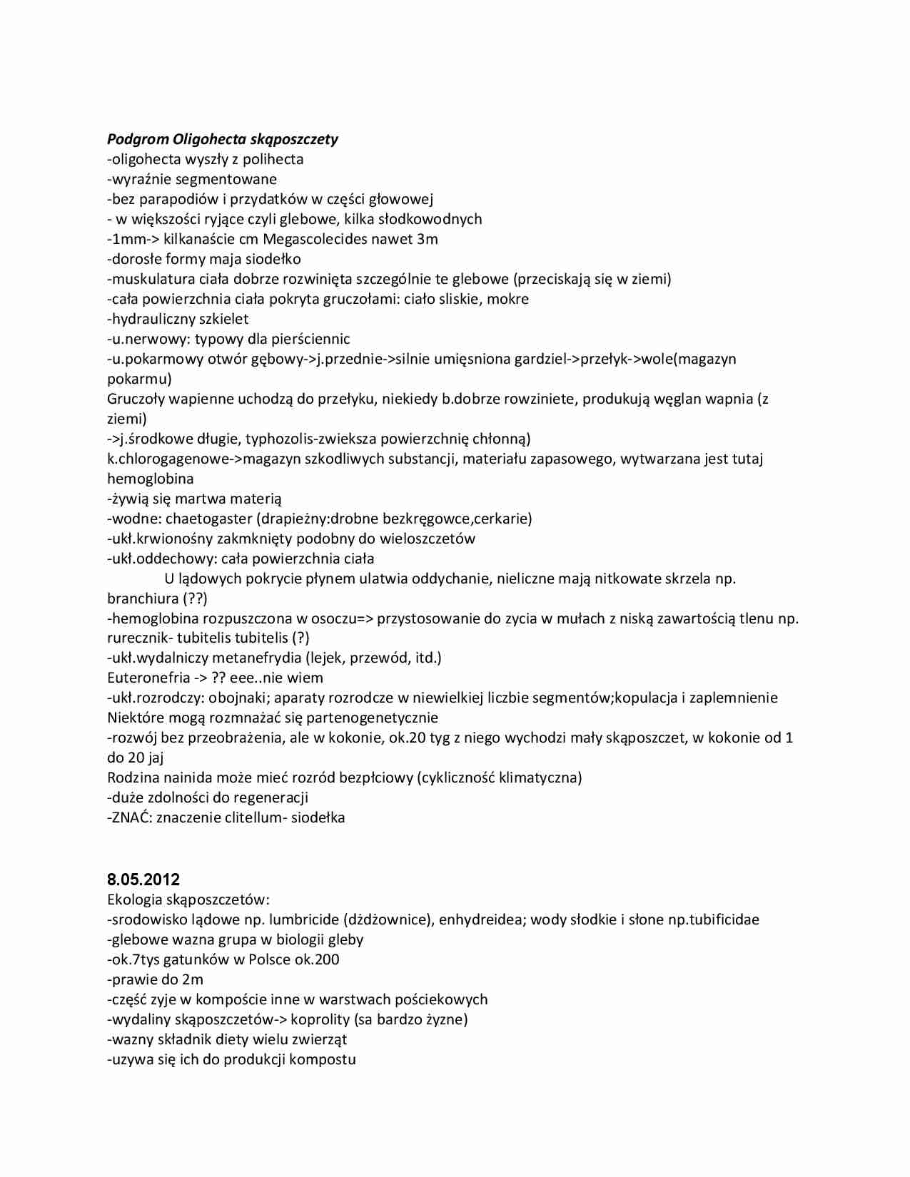 Podgrom Oligohecta skąposzczety - strona 1