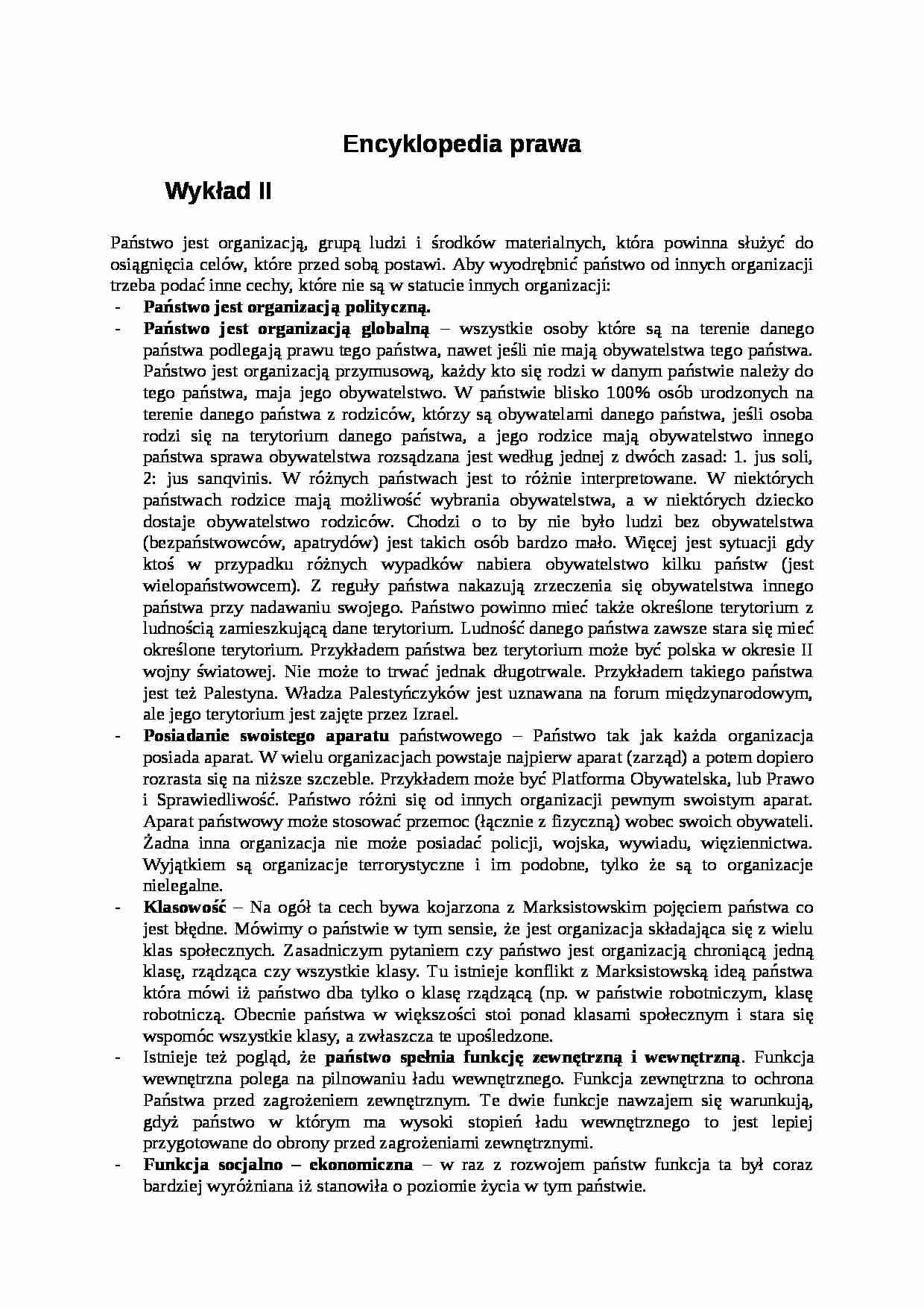 Encyklopedia Prawa - wykład 2 - strona 1