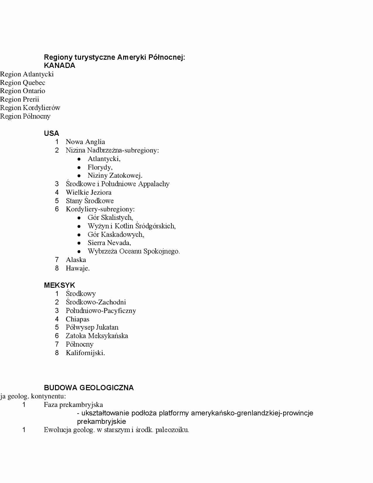 Regiony turystyczne Ameryki Północnej - strona 1