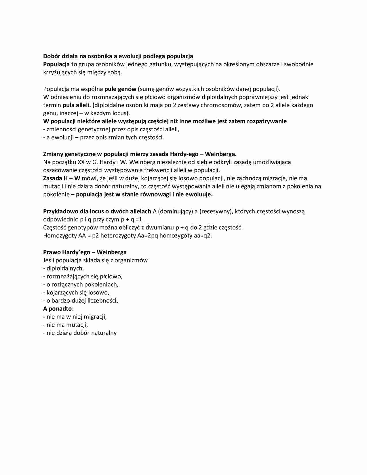 Genetyka populacyjna-pojęcia - strona 1