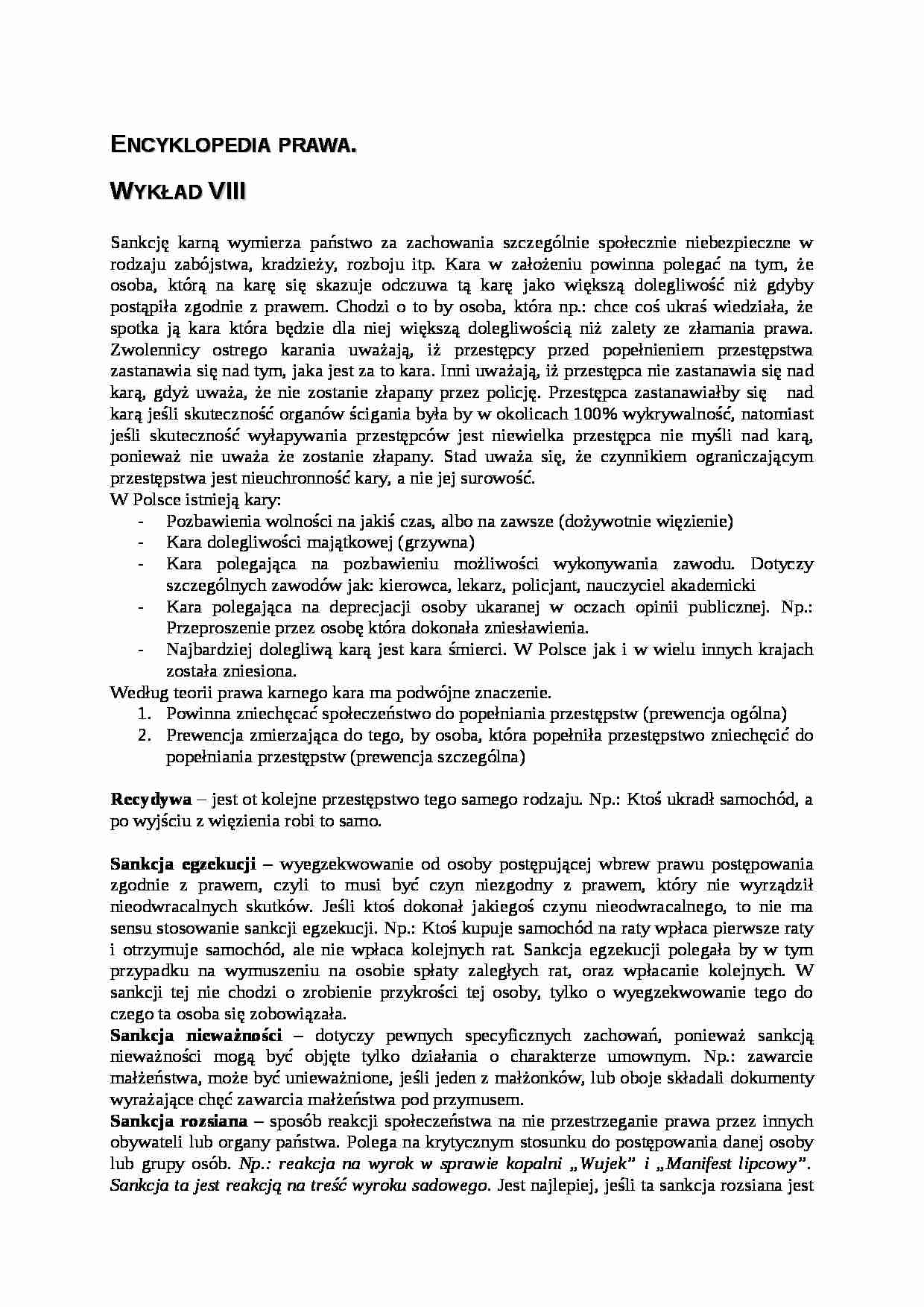 Encyklopedia Prawa - wykład 8 - strona 1