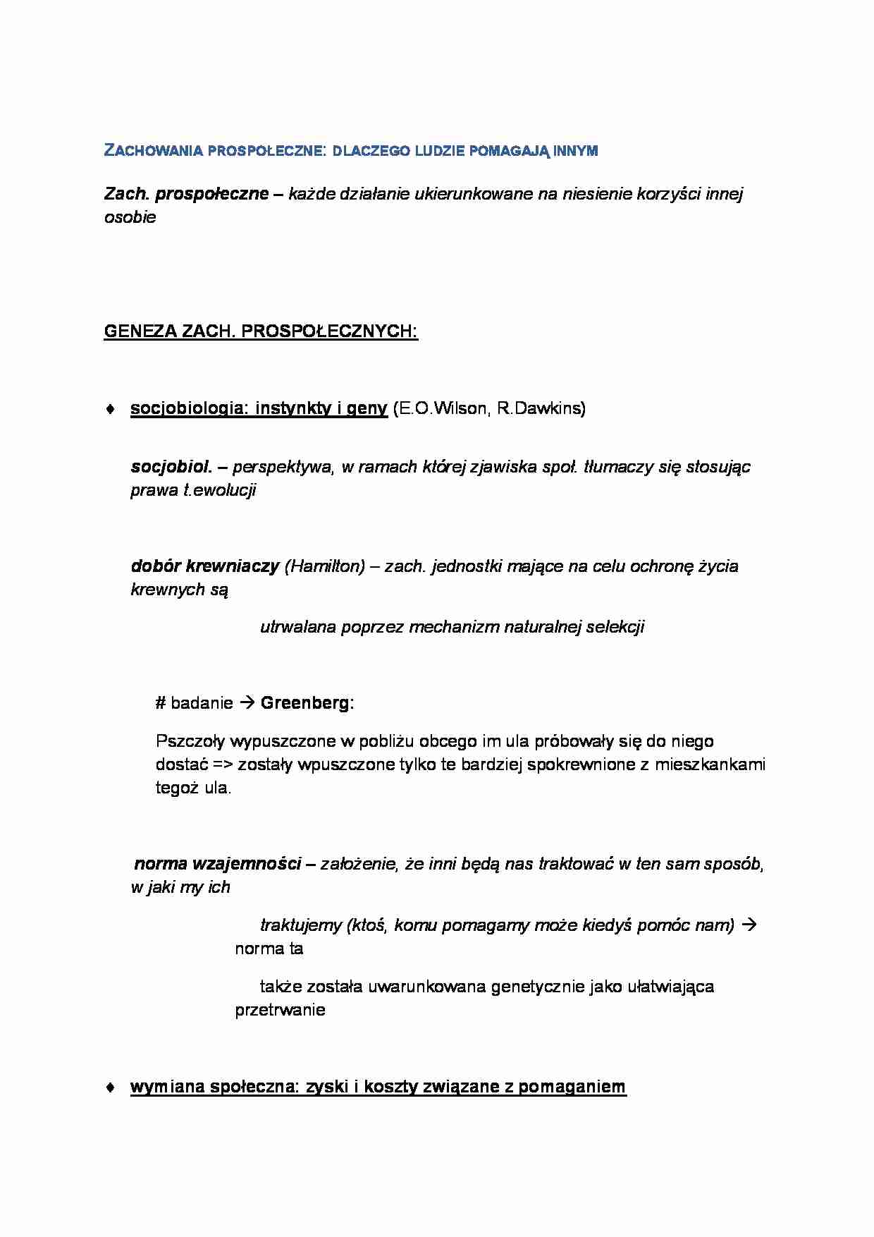 Geneza zachowań prospołecznych - strona 1