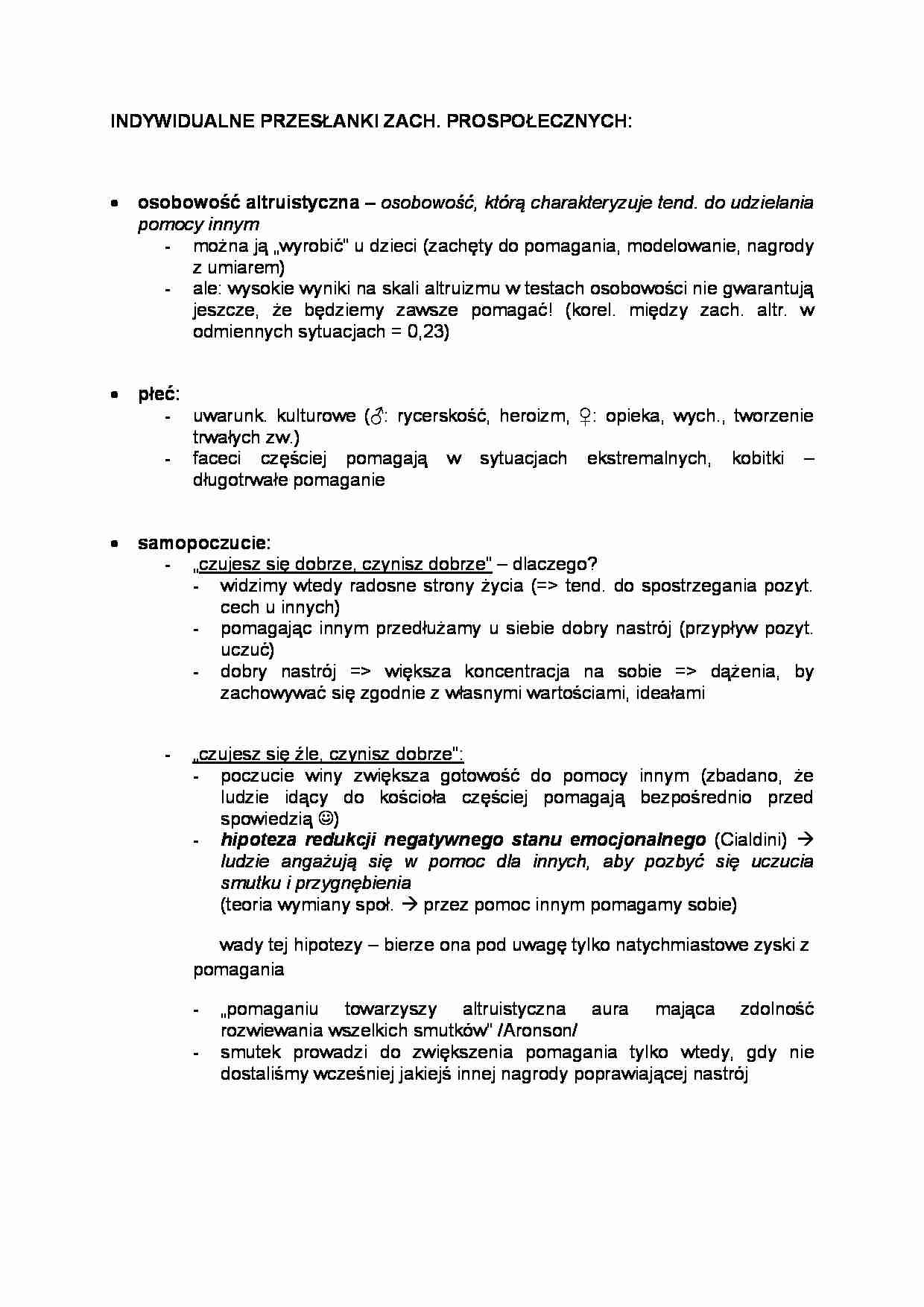 Indywidualne przesłanki zachowań prospołecznych - strona 1