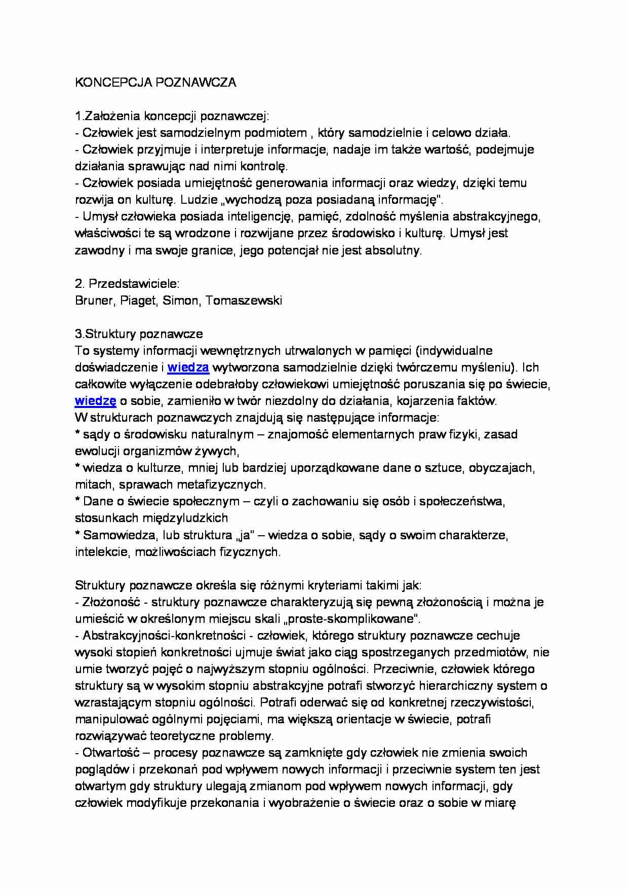 Koncepcja poznawcza humanistyczna - strona 1