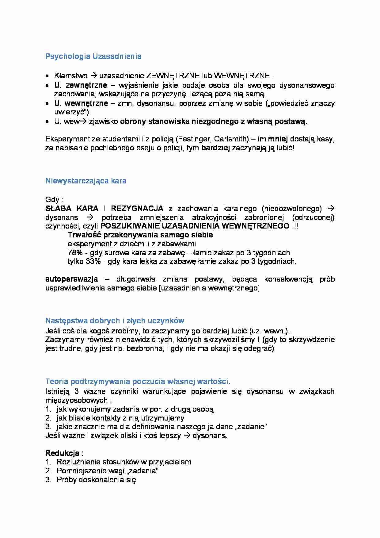 Psychologia - uzasadnienia zachowań - strona 1