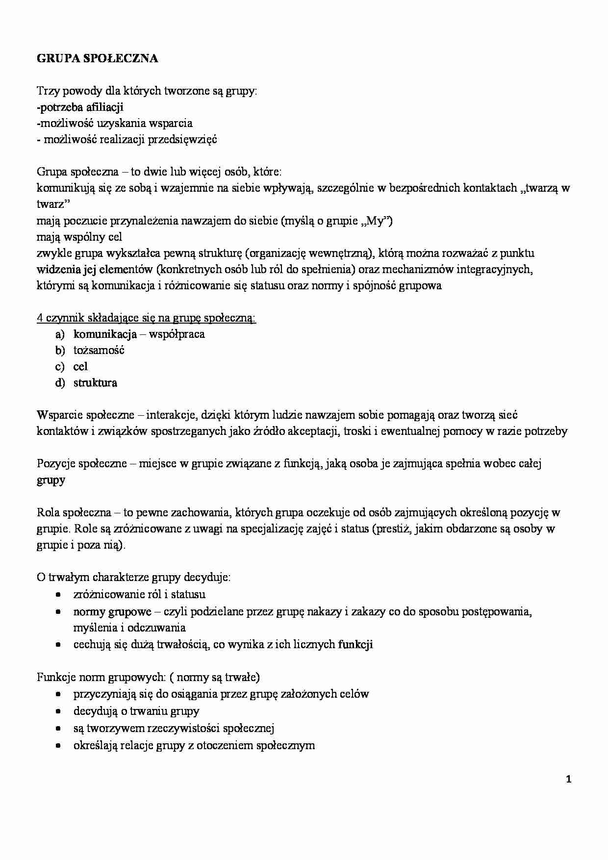 Grupa społeczna i jej cele - strona 1