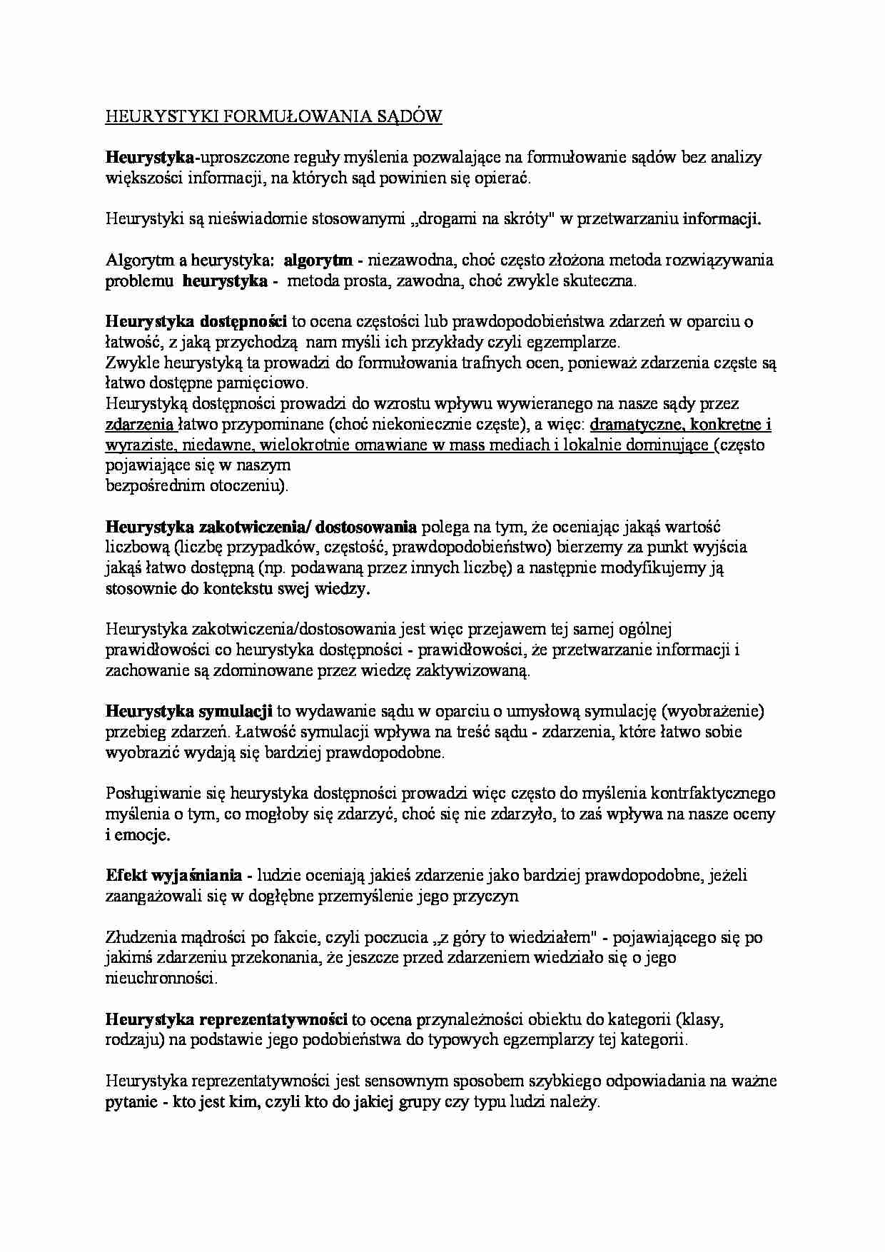 Heurystyki formułowania sądów - strona 1