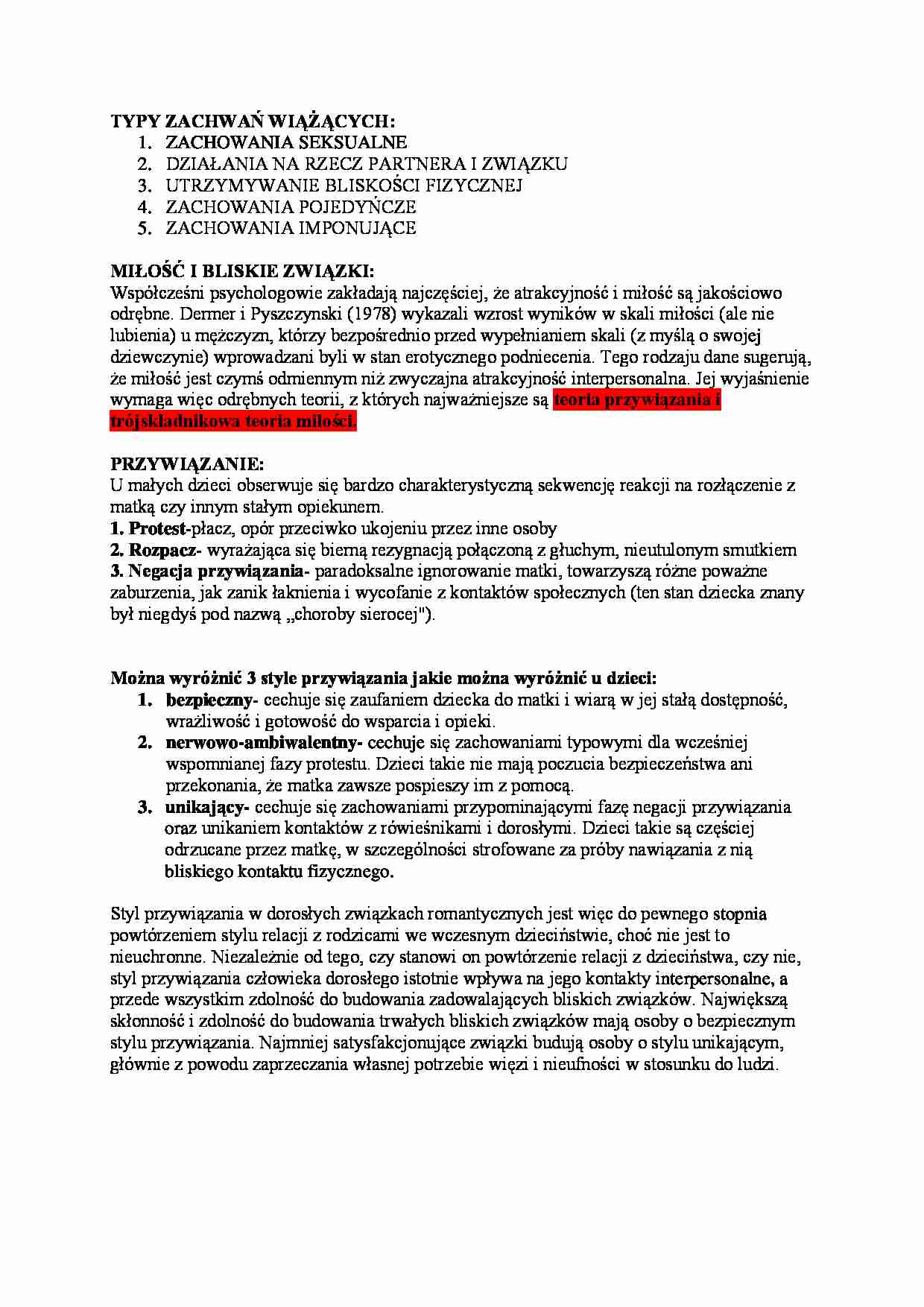 Typy zachowań wiążących - strona 1