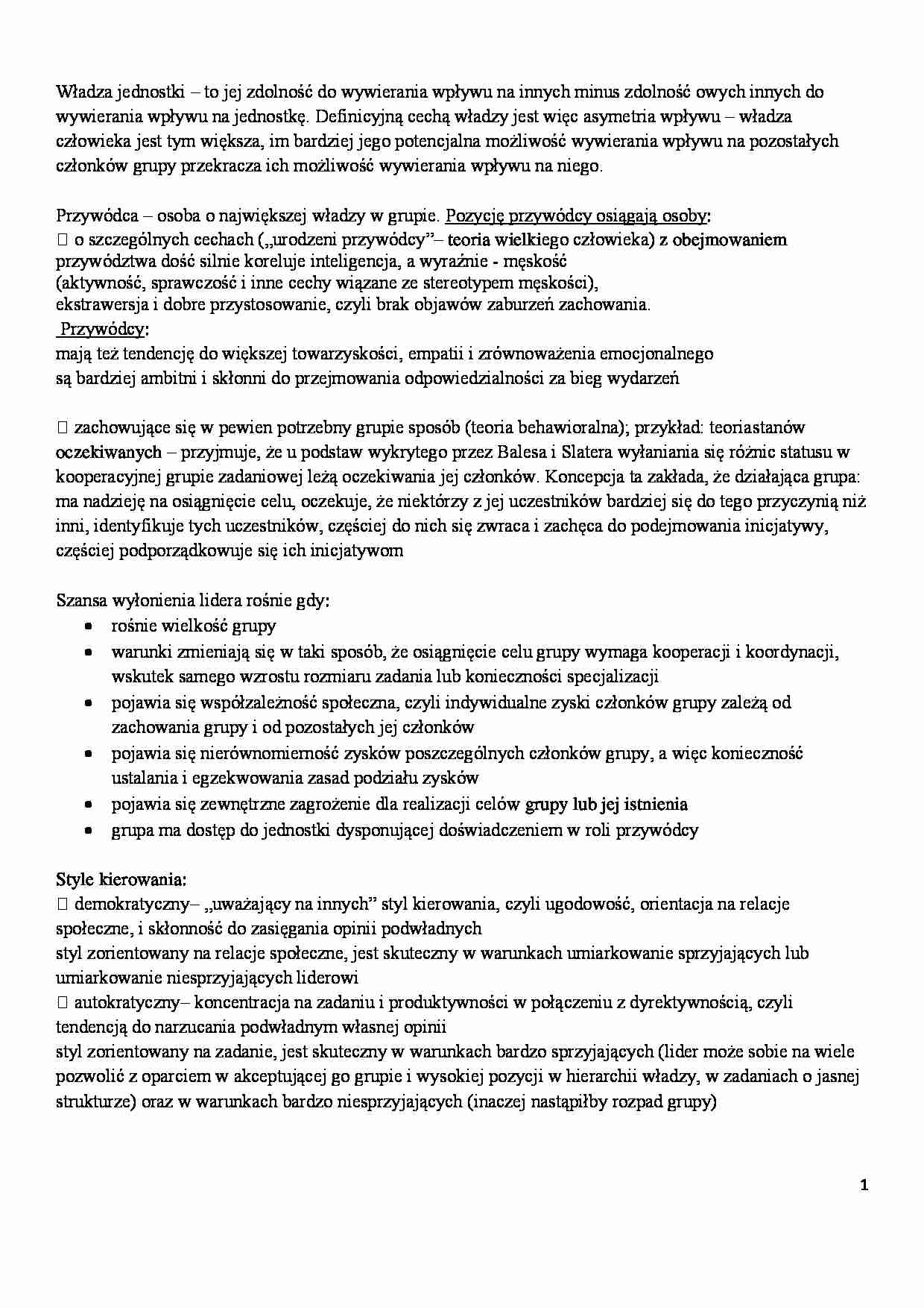 Władza jednostki, przywódca, lider - strona 1