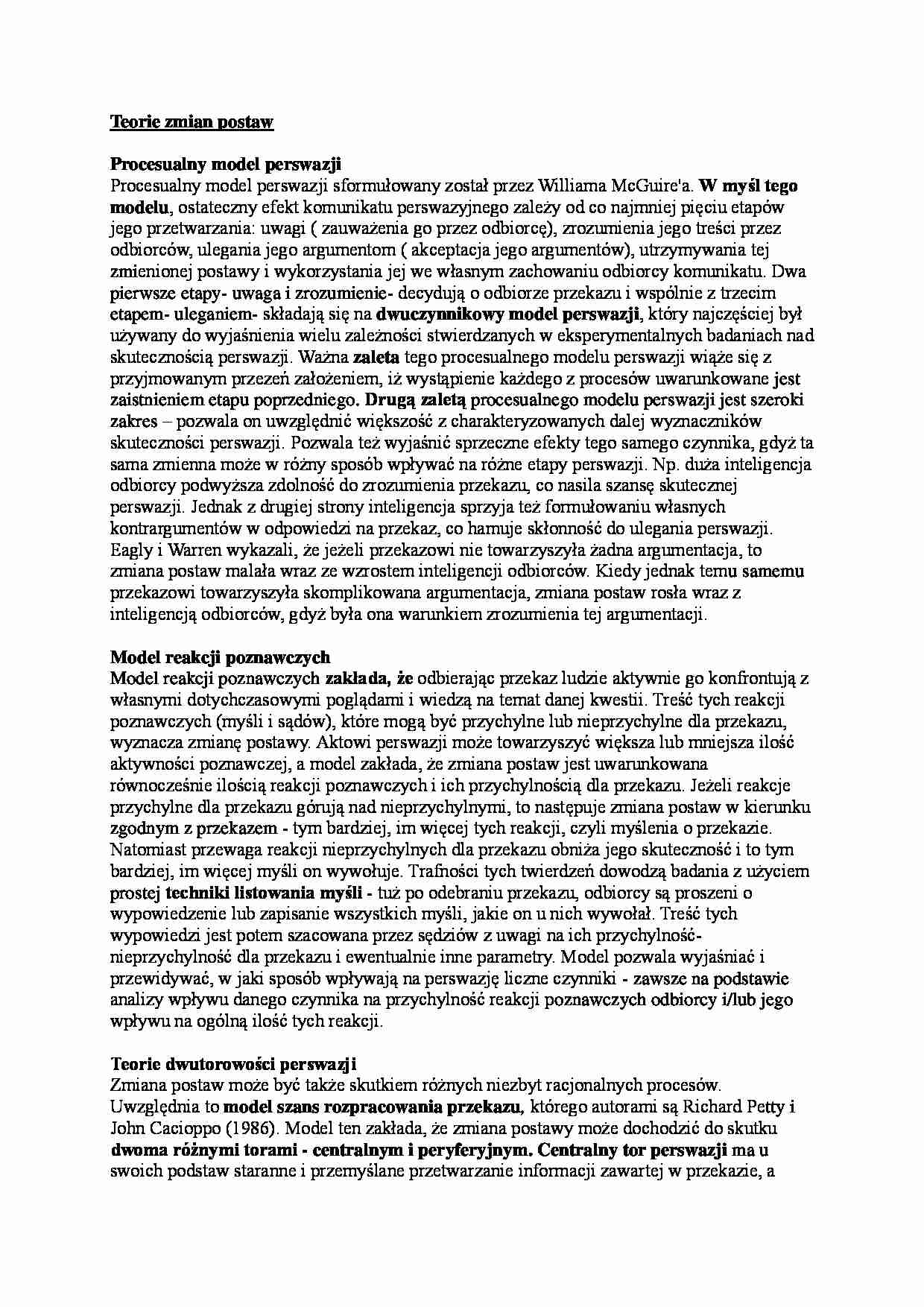 Teoria zmian postaw - strona 1
