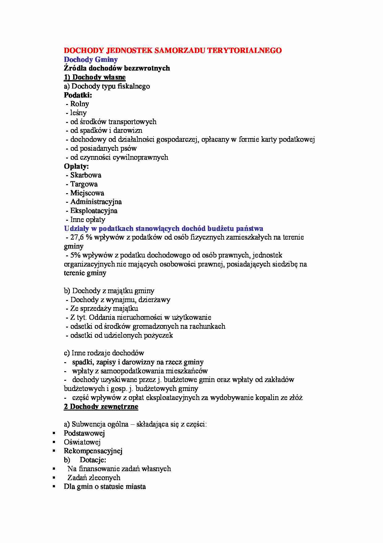 Dochody jednostek samorządu terytorialnego - strona 1