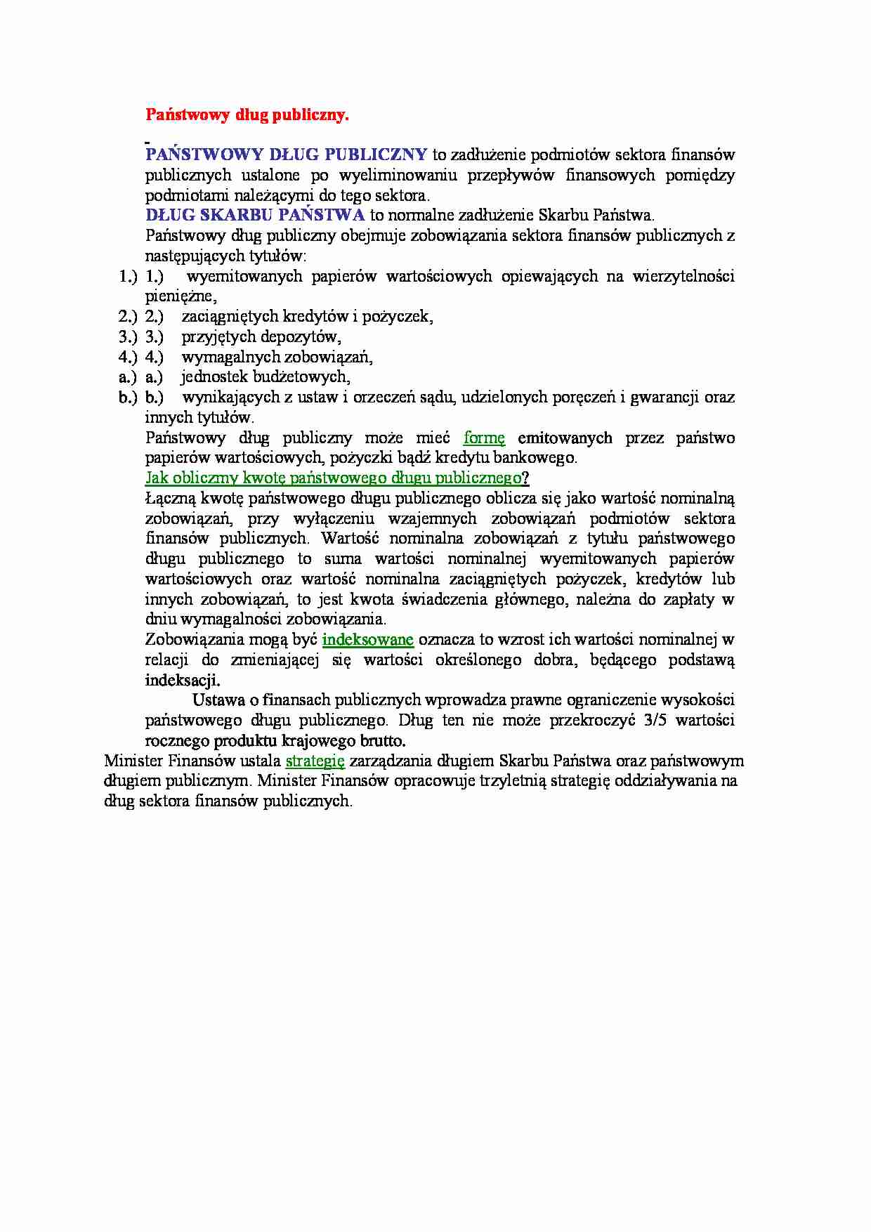 Państwowy dług publiczny - Dług Skarbu Państwa - strona 1