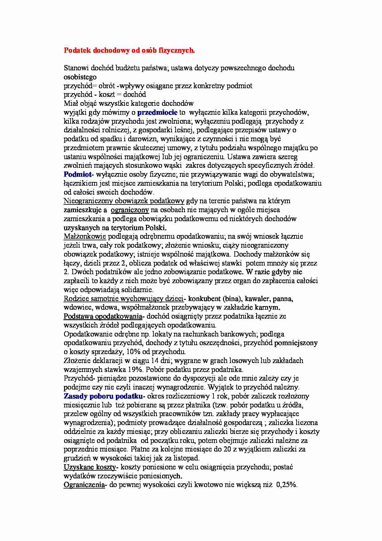 Podatek dochodowy od osób fizycznych - Zasady poboru podatku - strona 1