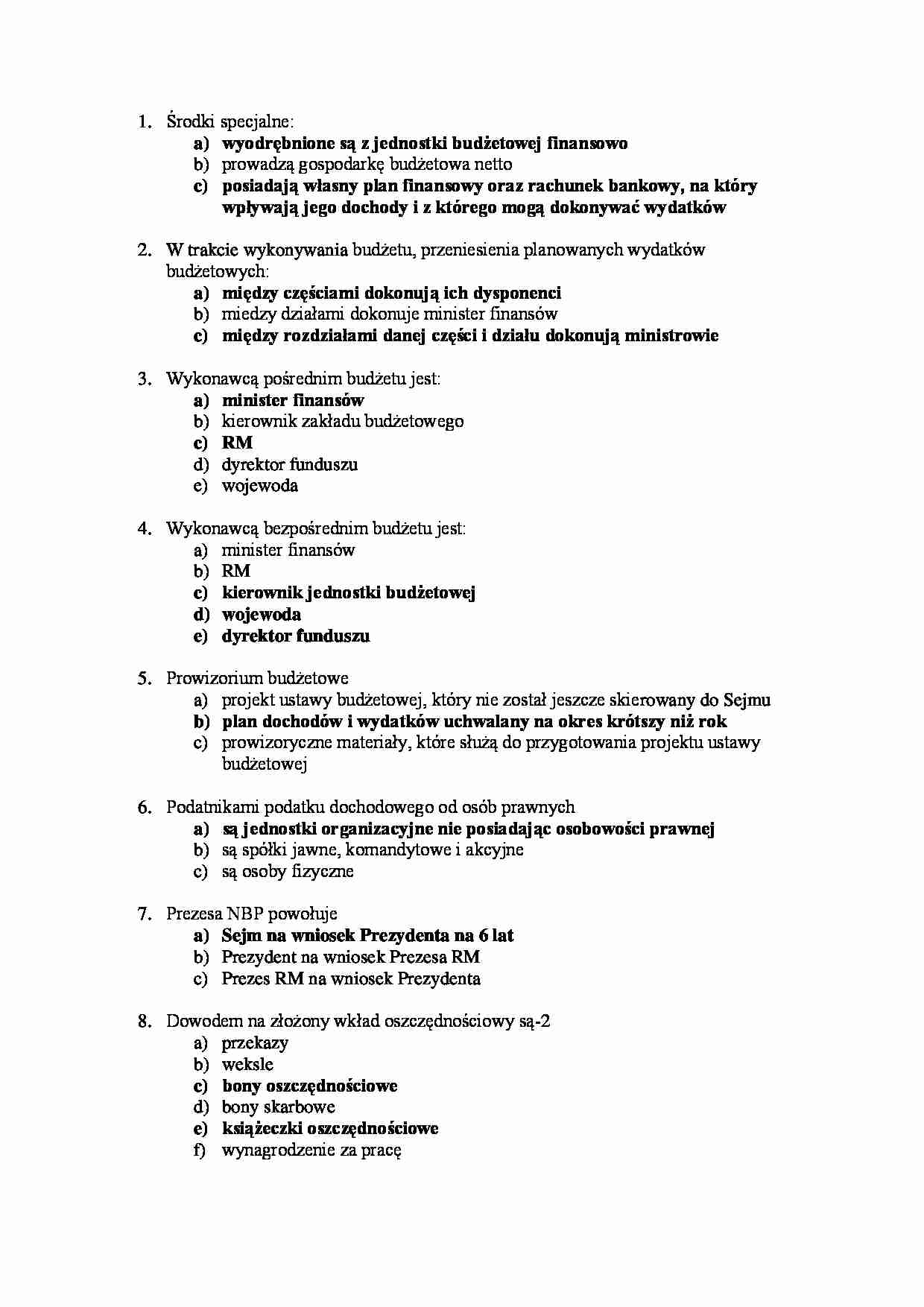 Test z finansów - strona 1