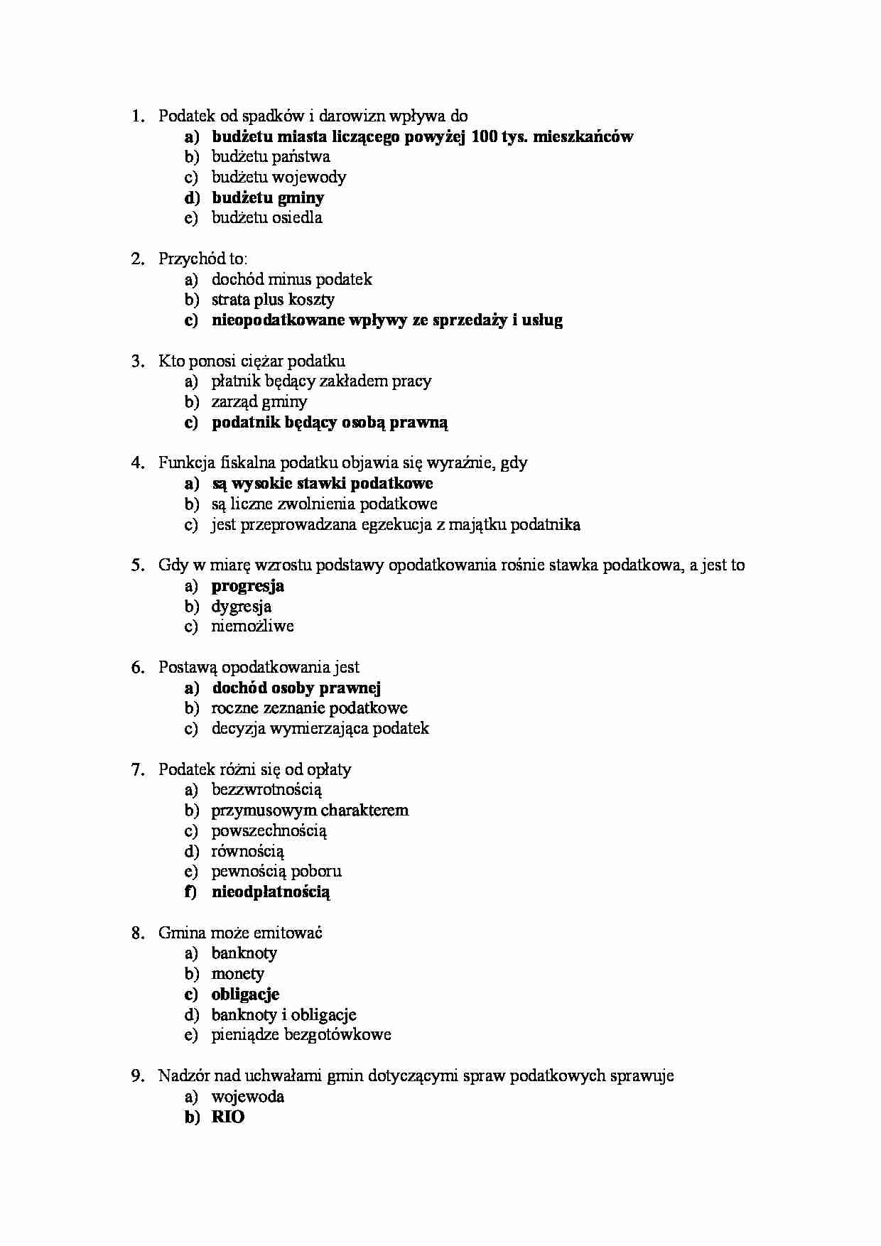 Finanse - test zamknięty - strona 1