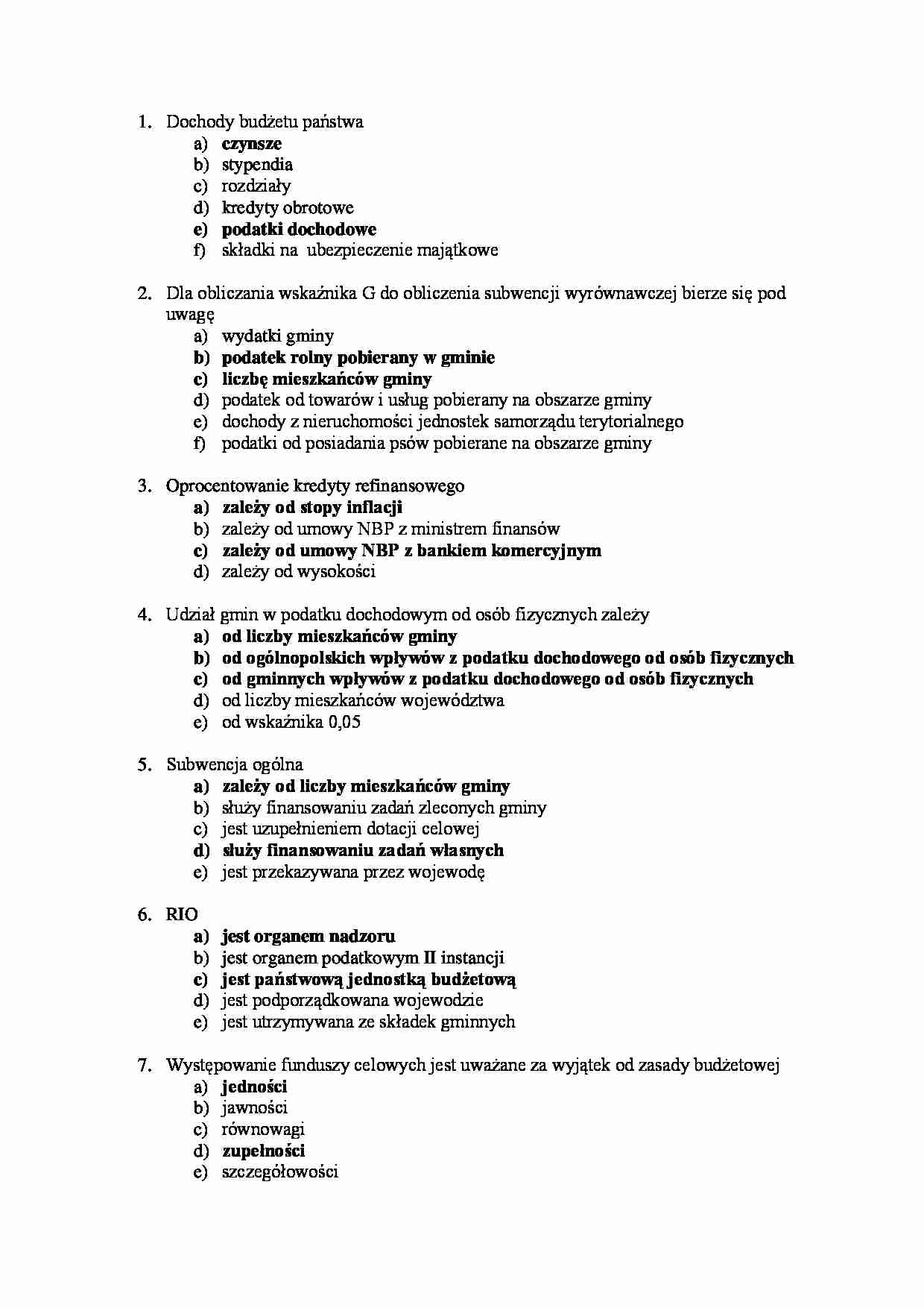 Finanse - test wiedzy - strona 1
