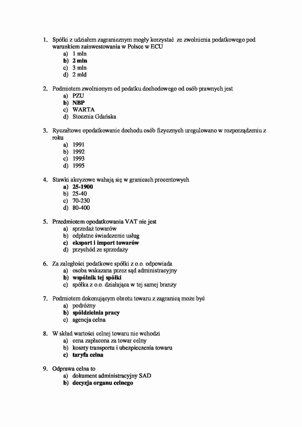 Finanse publiczne - test - Stawki akcyzowe  - strona 1