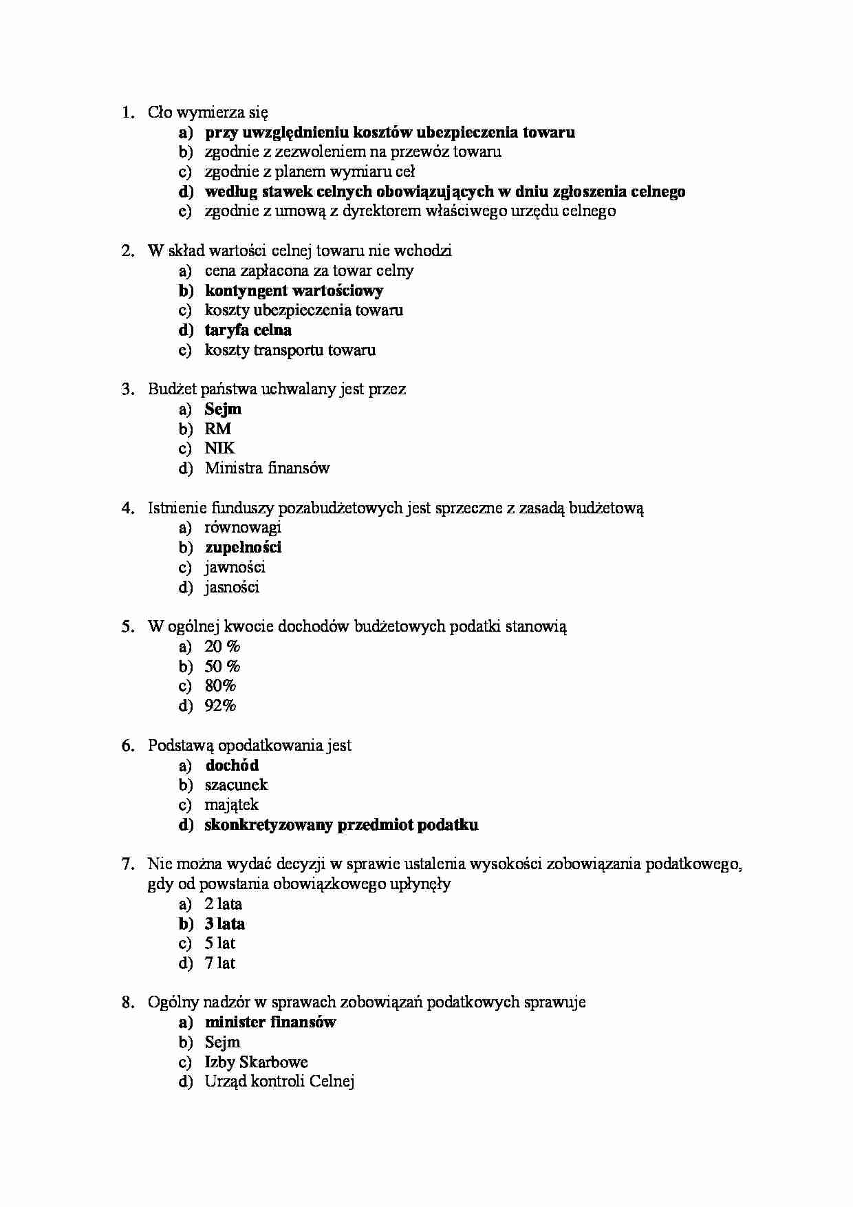 Prawo finansów publicznych - test - Podstawa opodatkowania - strona 1
