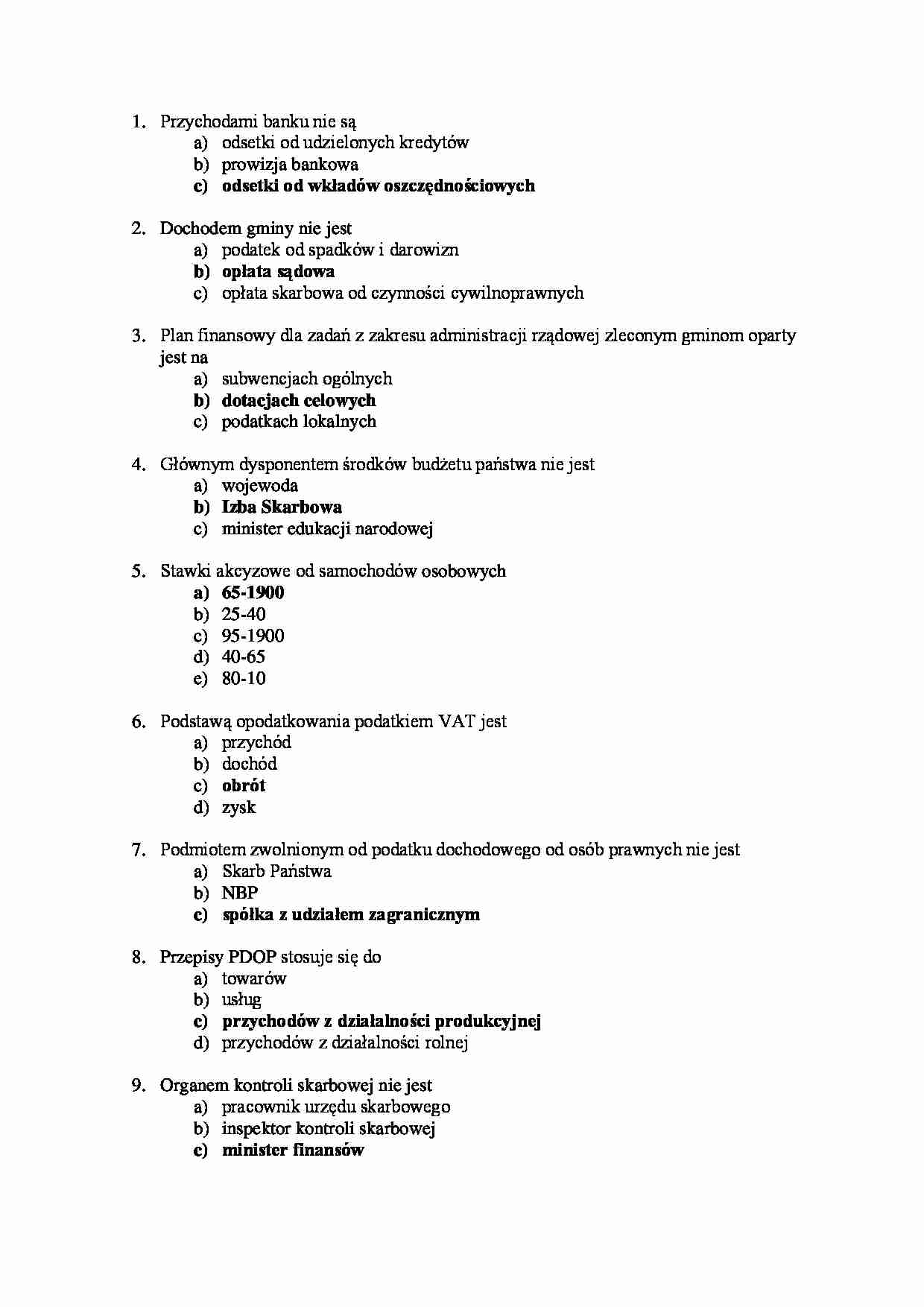 Test z wiedzy o finansach publicznych - strona 1