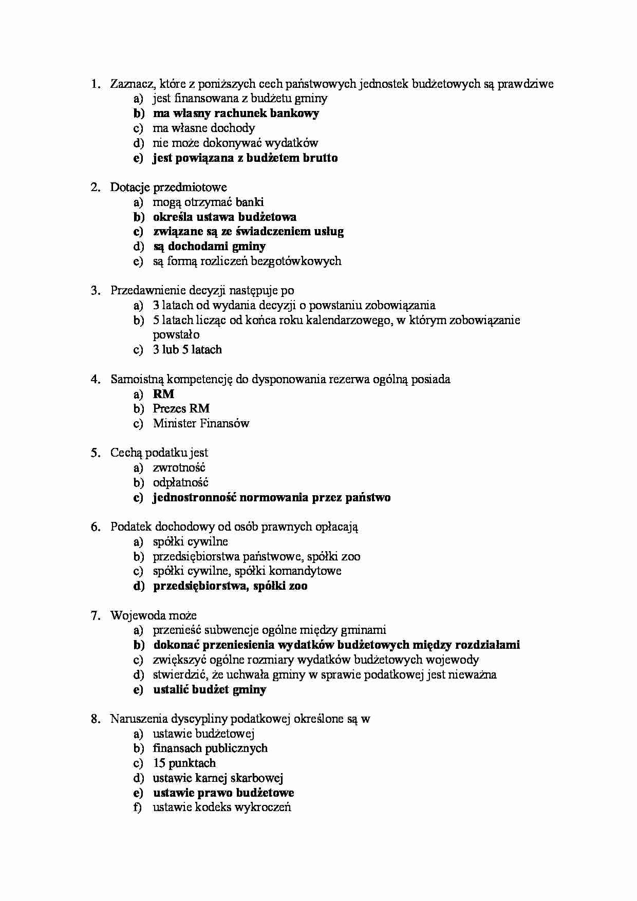 Finanse - test wiedzy - Dotacje przedmiotowe  - strona 1