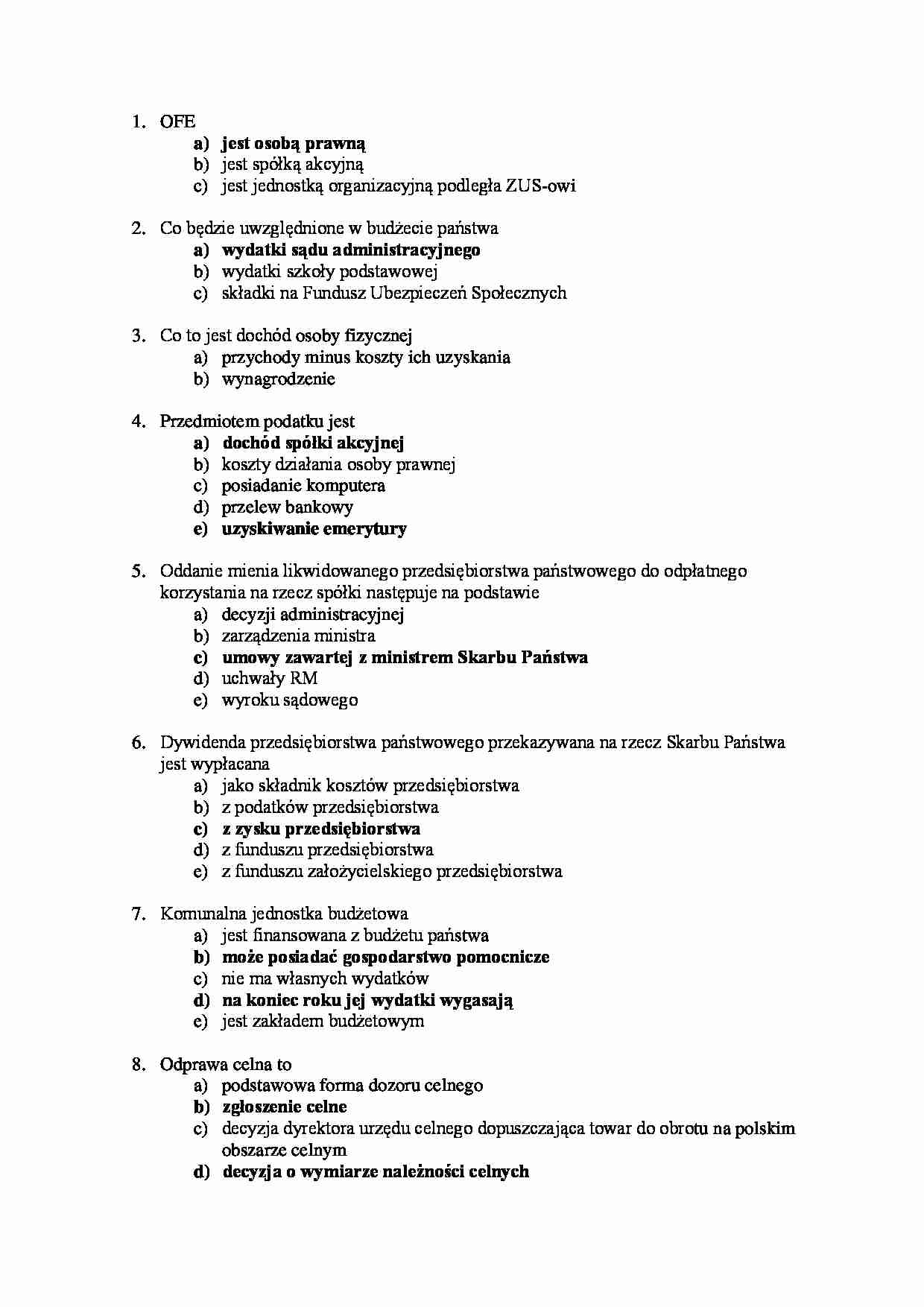 Test zamknięty z wiedzy o finansach - strona 1