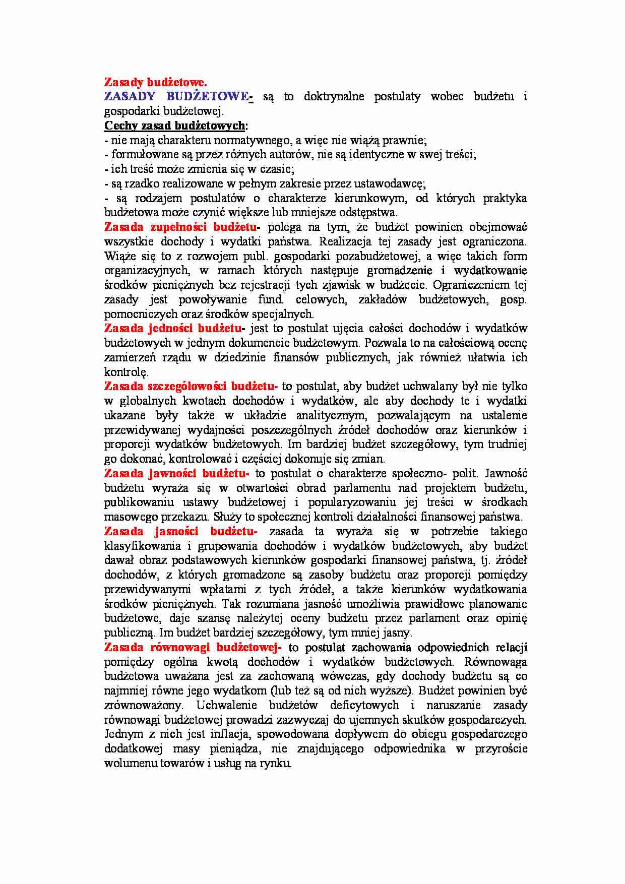 Zasady budżetowe i ich cechy - strona 1