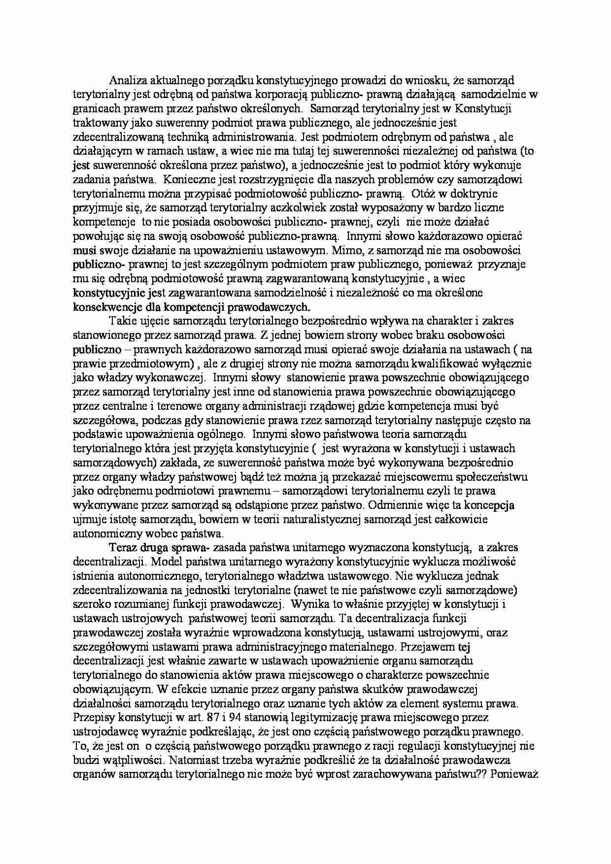 Samorząd terytorialny w Konstytucji - strona 1