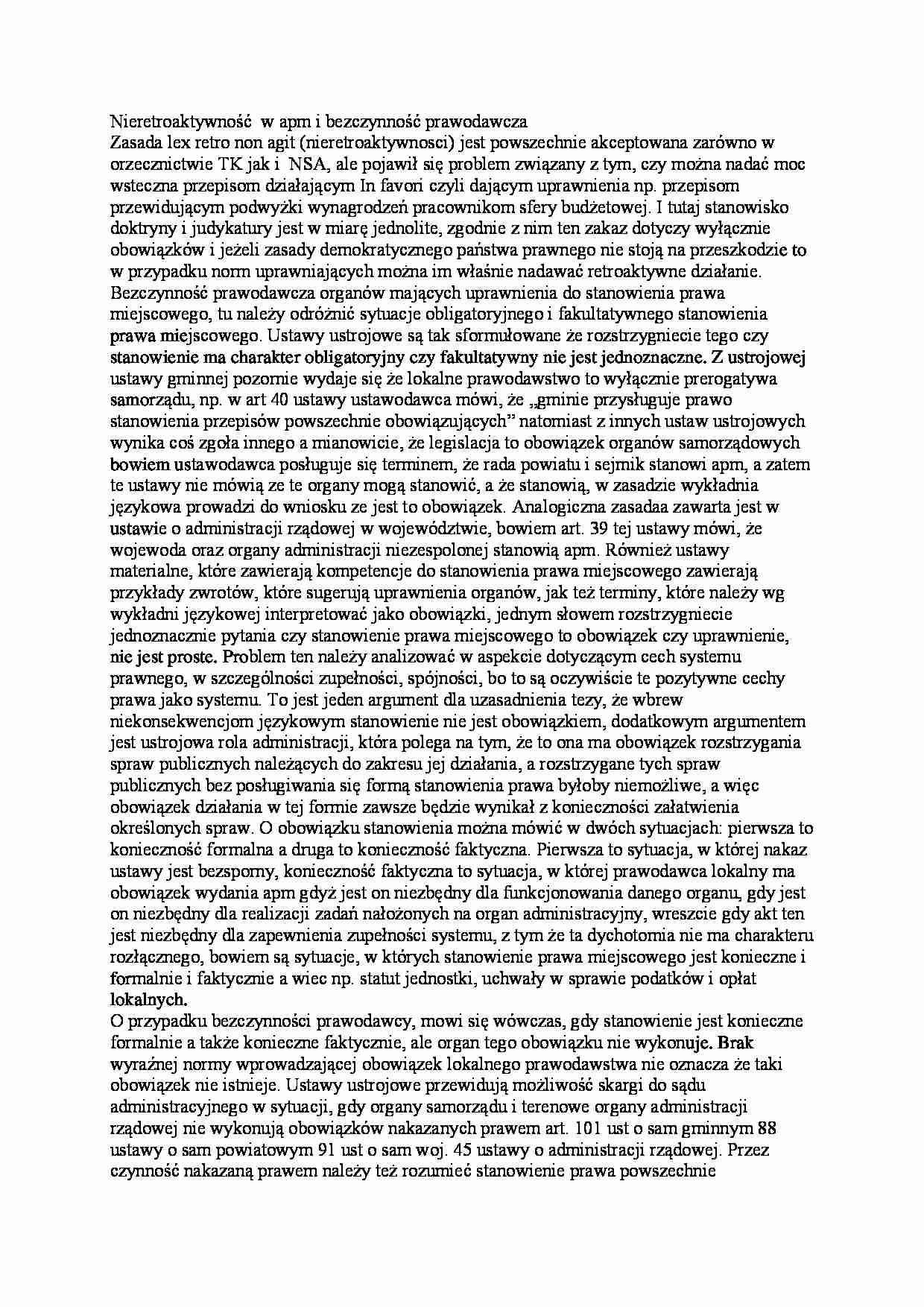 Nieretroaktywność i bezczynność prawodawcza - strona 1