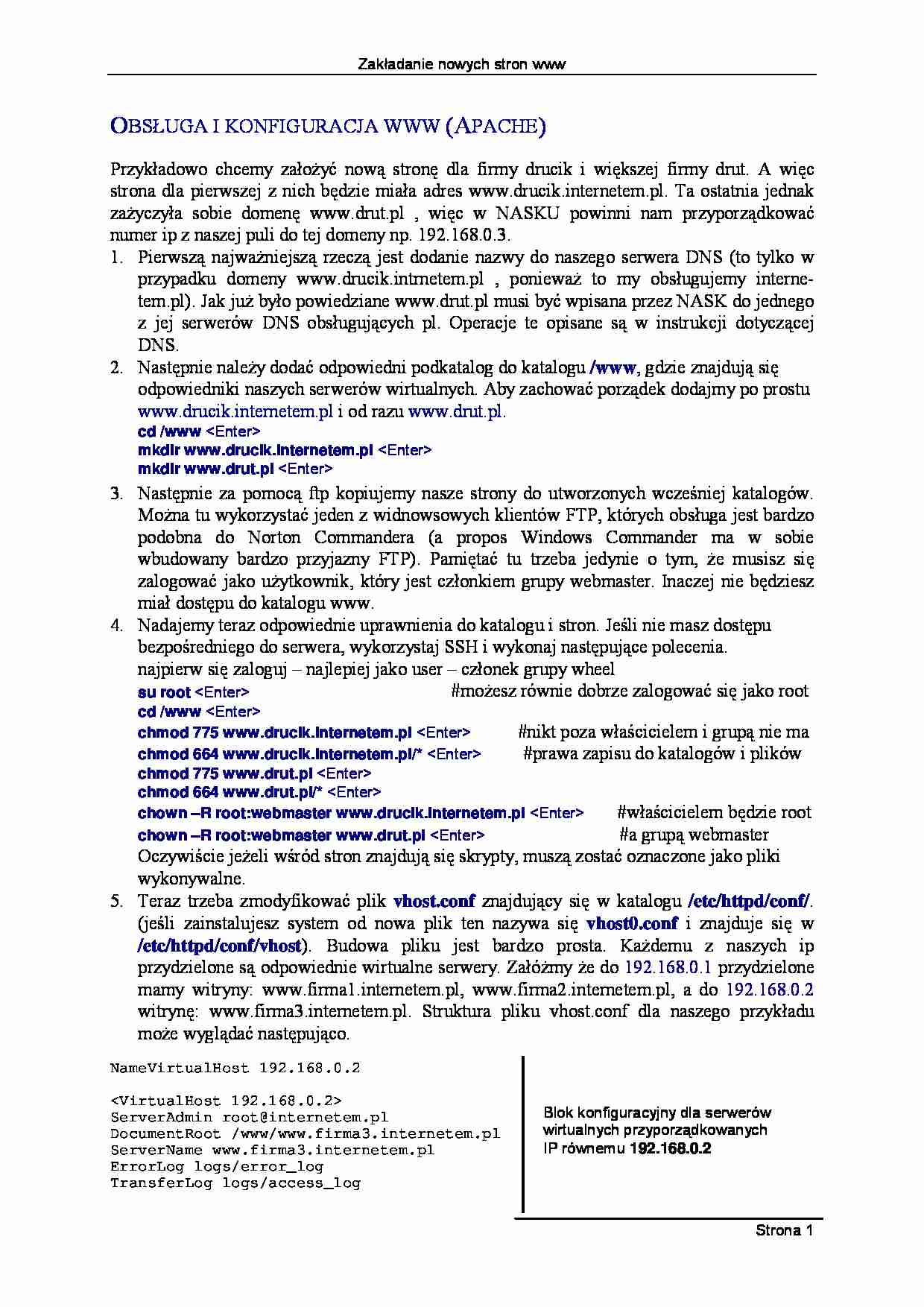 Obsługa i konfiguracja Apache - strona 1