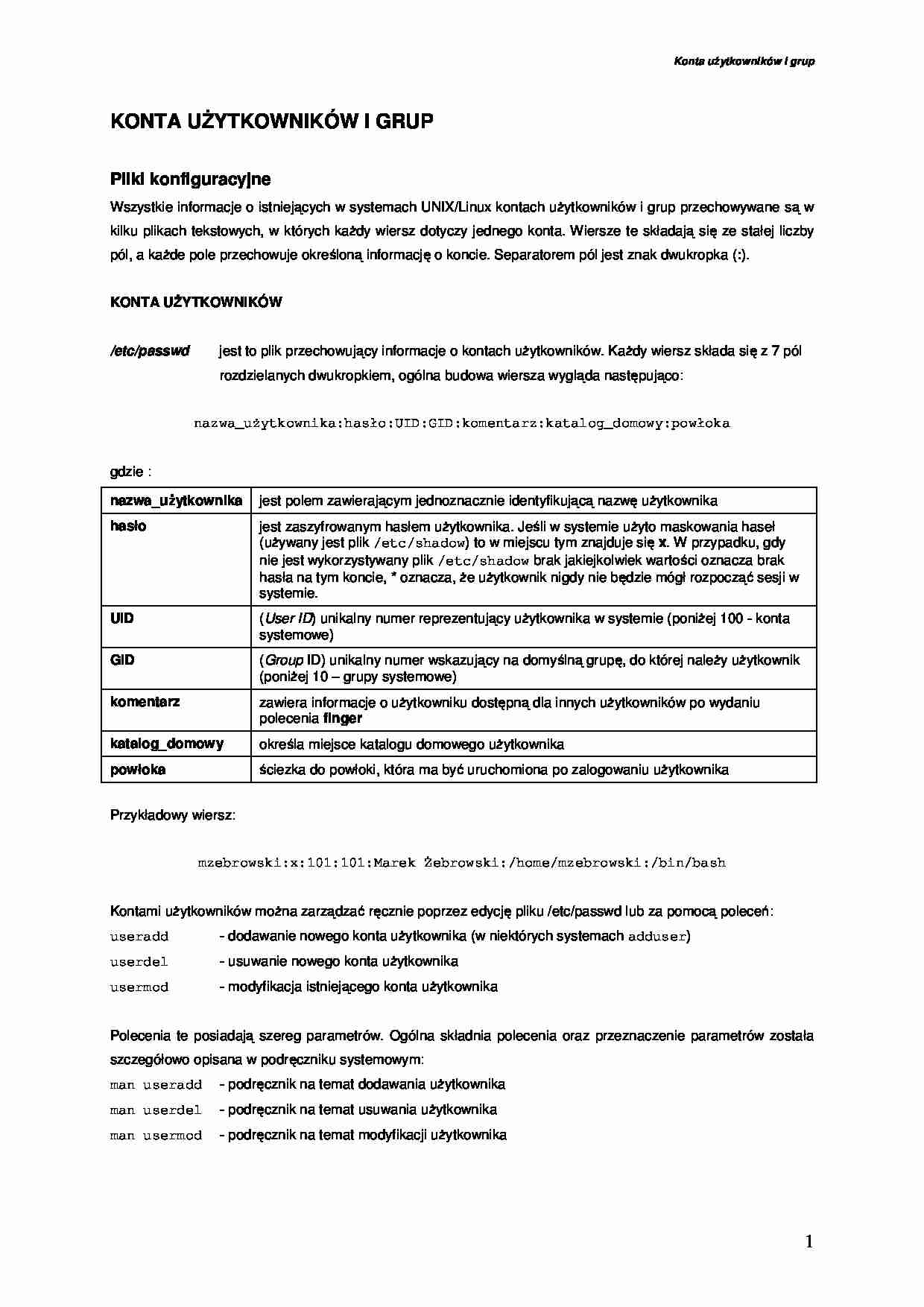 Konta użytkowników i grup - strona 1