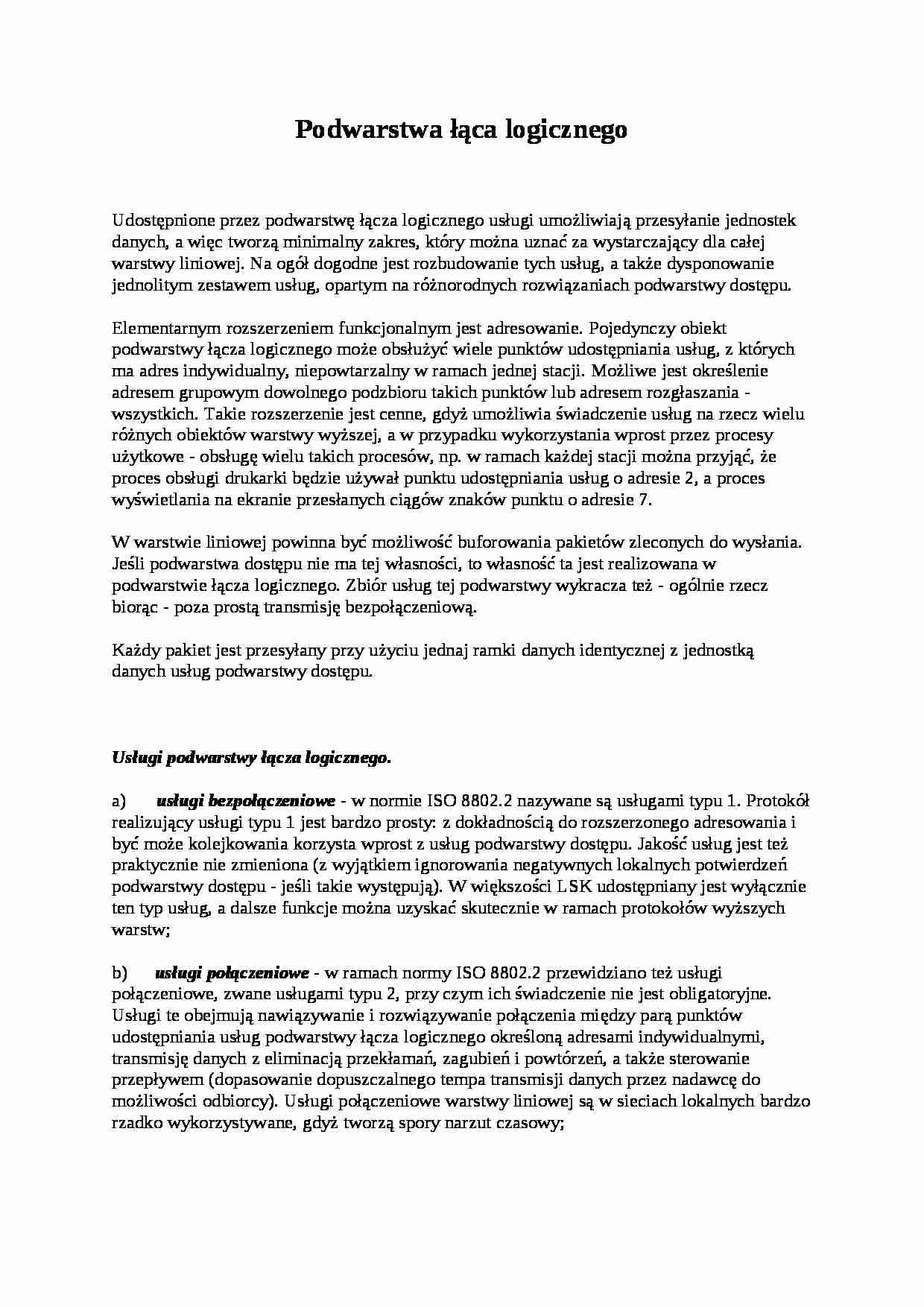 Podwarstwa łącza logicznego - strona 1