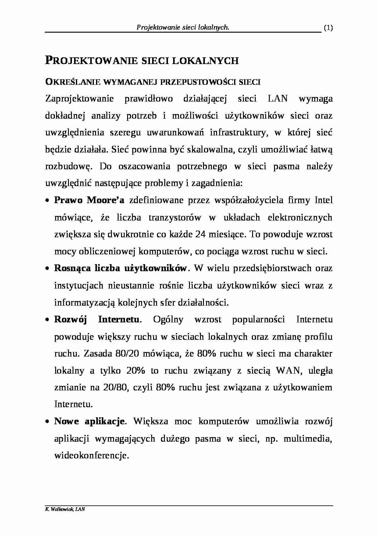 Projetkowanie sieci lokalnych - strona 1