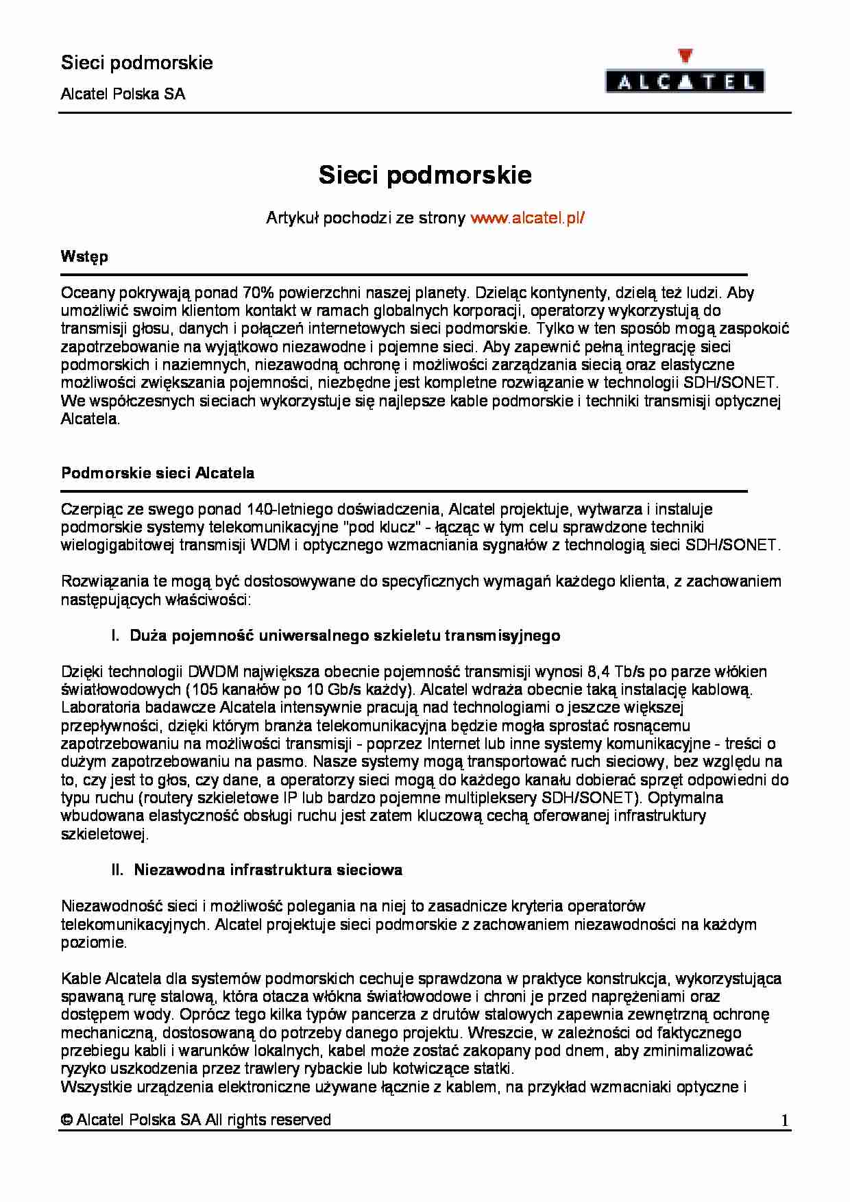 Sieci podmorskie - strona 1