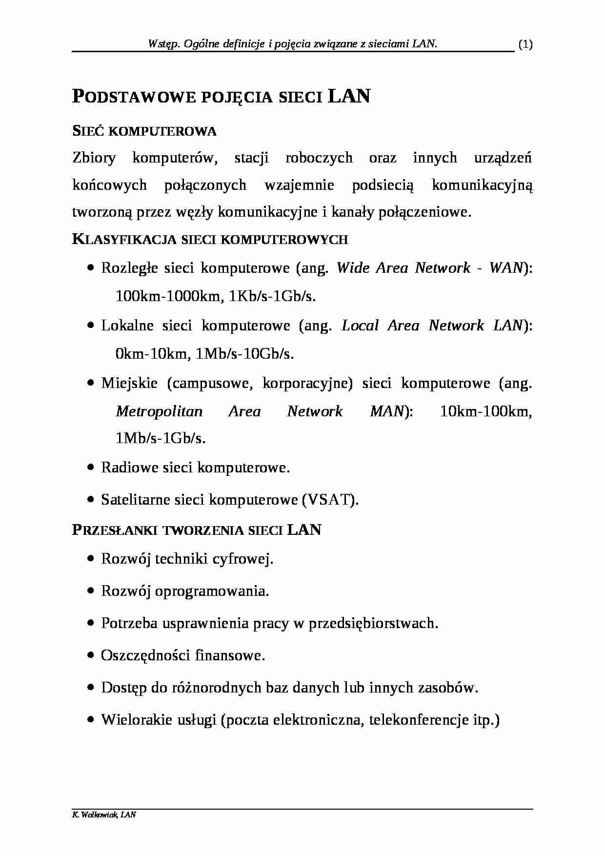 Wprowadzenie do sieci LAN - strona 1