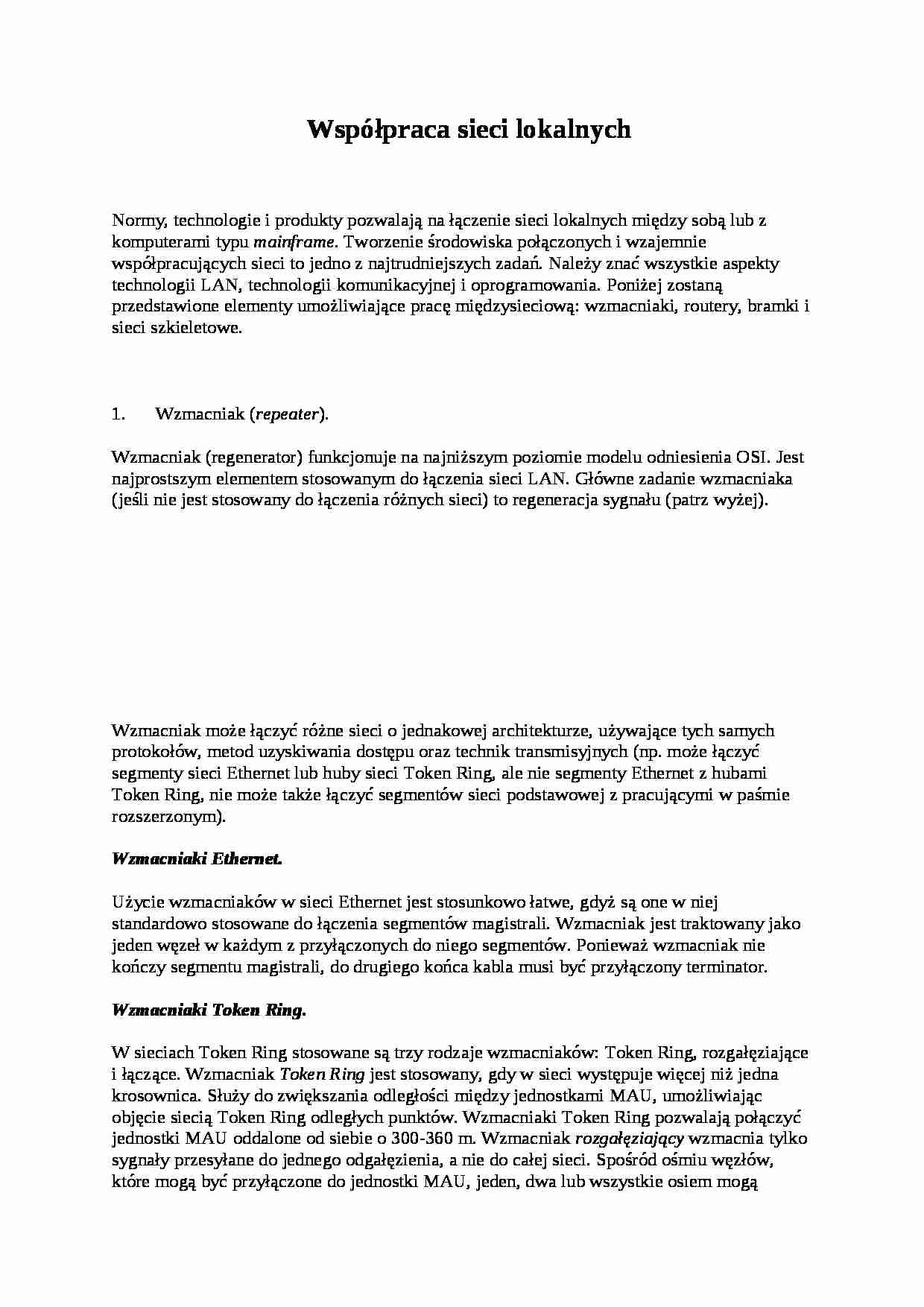 Współpraca sieci lokalnych - strona 1