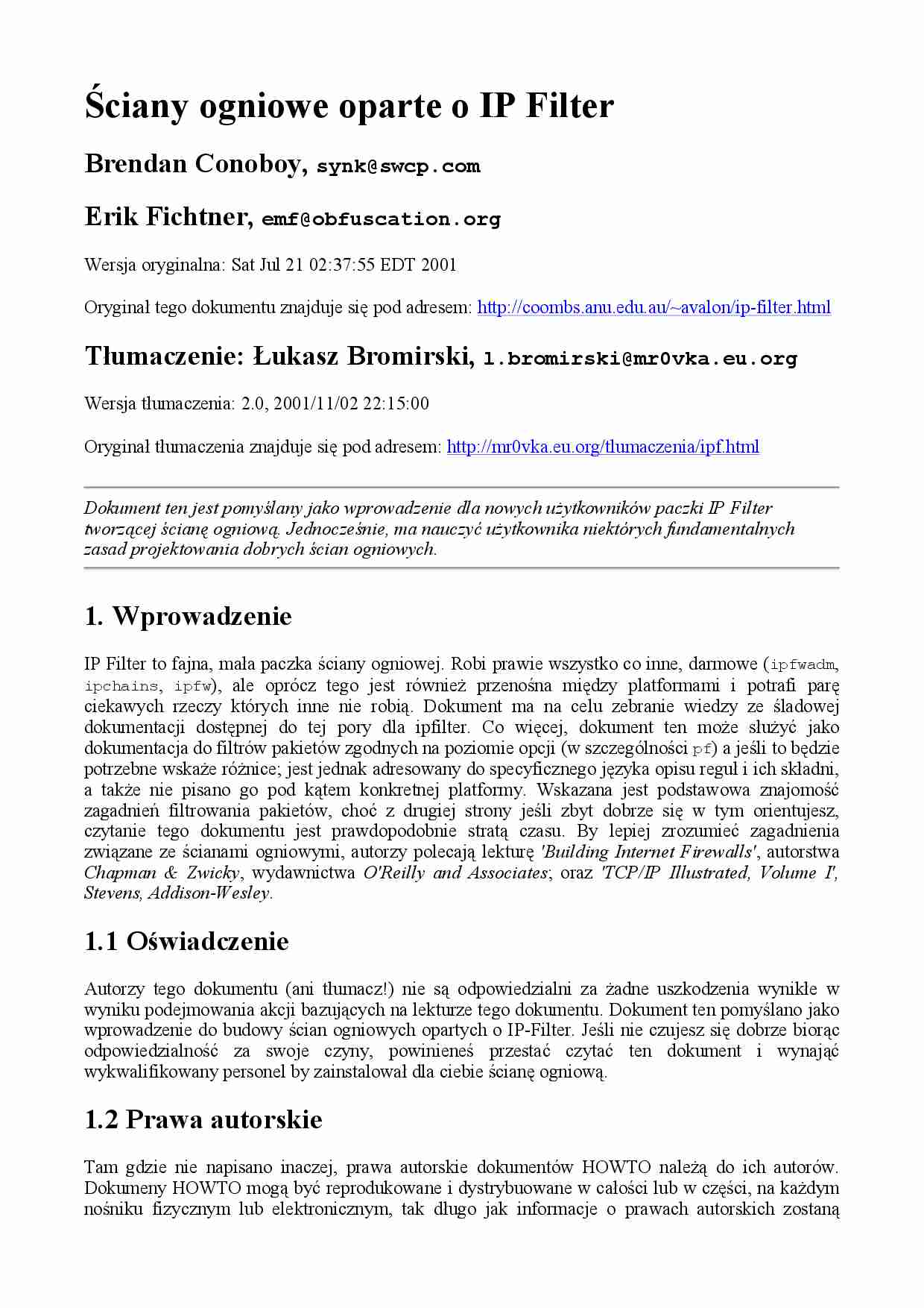 Ściany ogniowe oparte o IP Filter - strona 1