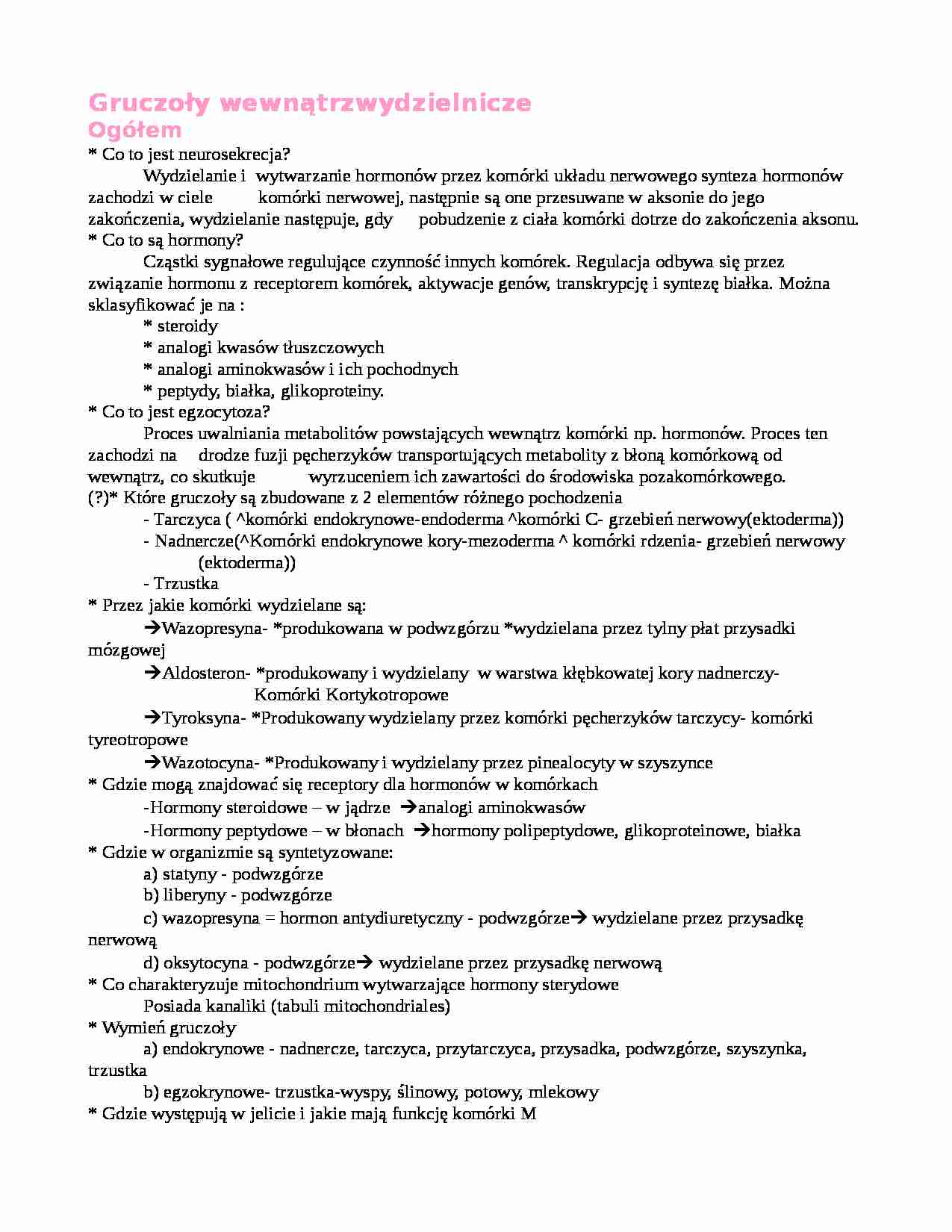 Gruczoły wydzielania wewnętrznego - strona 1