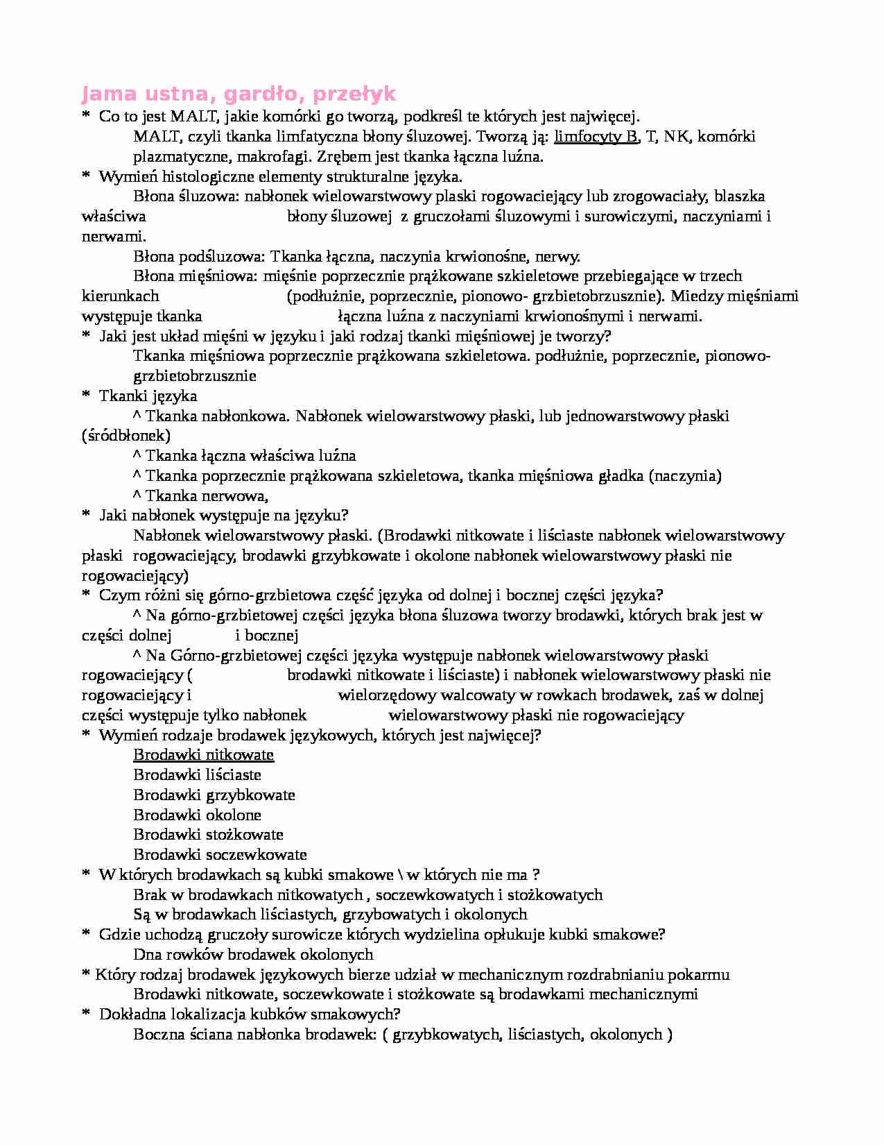 Jama ustna - budowa - strona 1